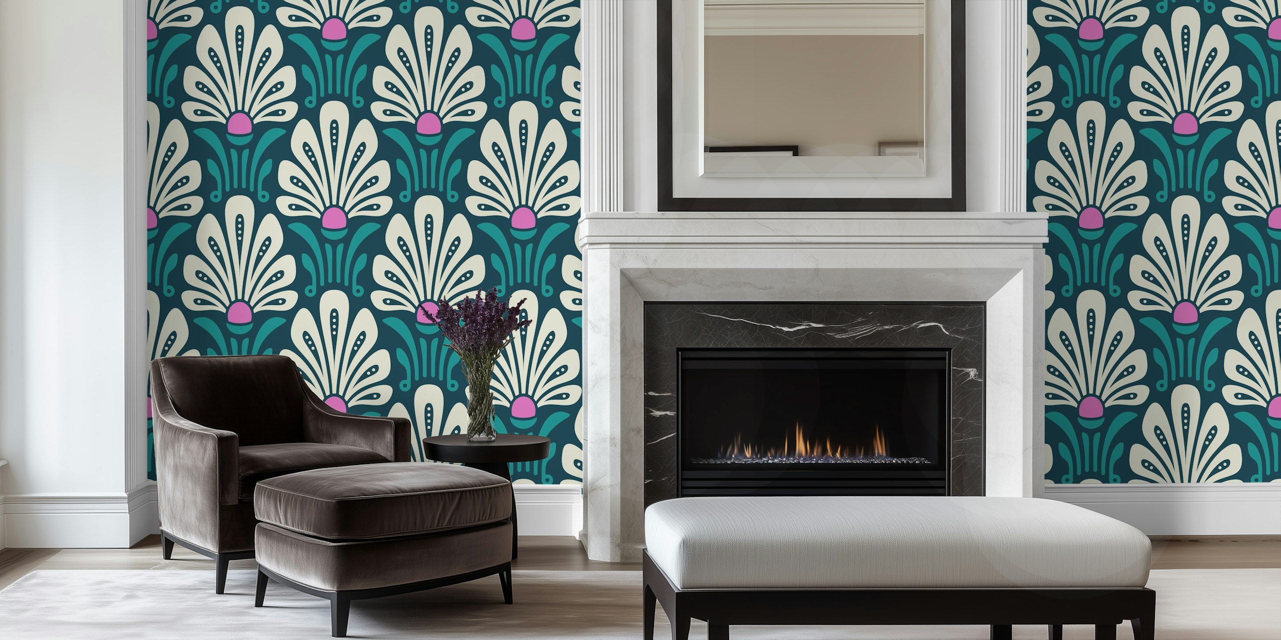 Elegant blomster tapet i en stilfuld indstilling
