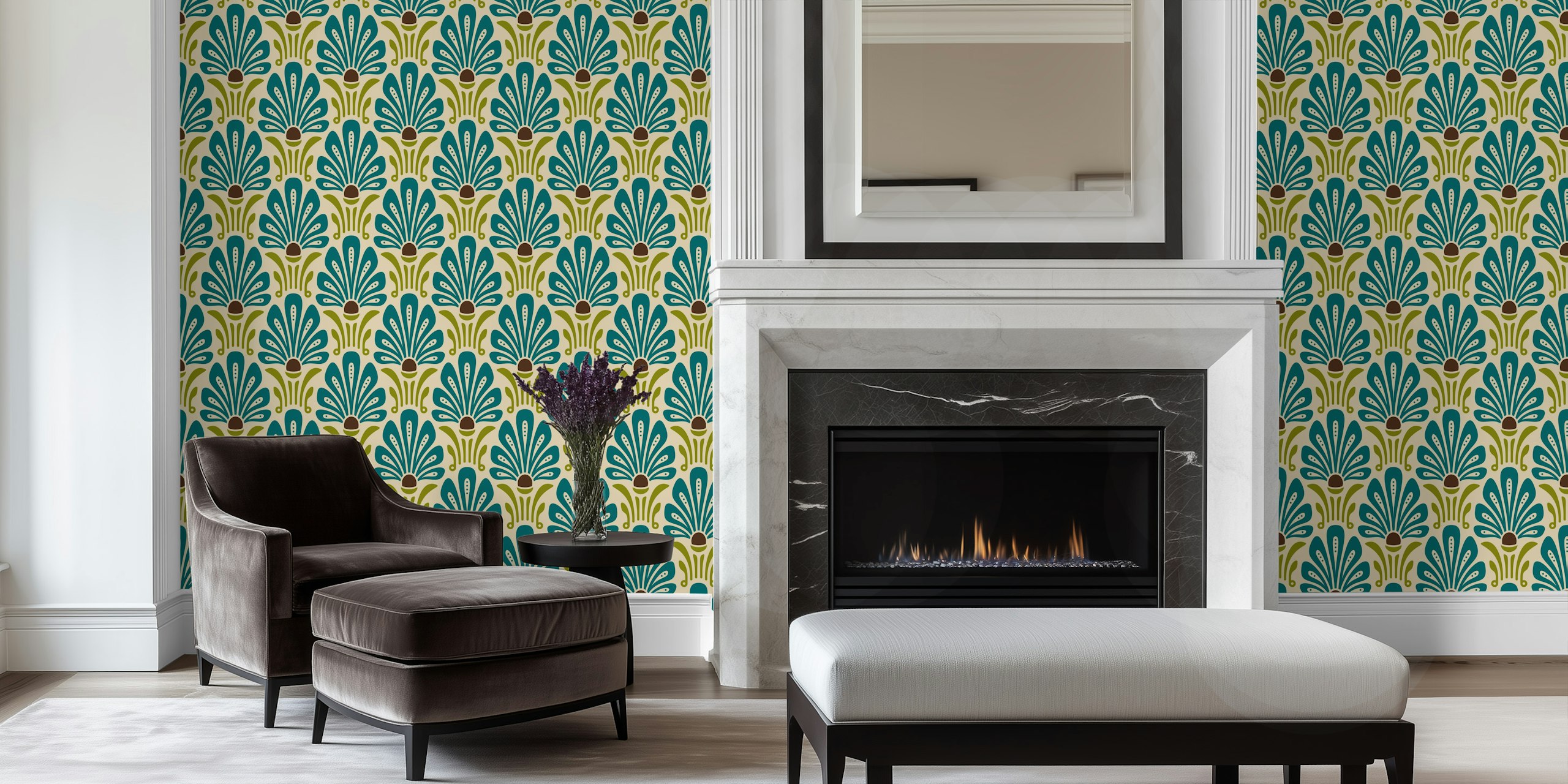 Elegant Floral Vibes in Green Teal - S