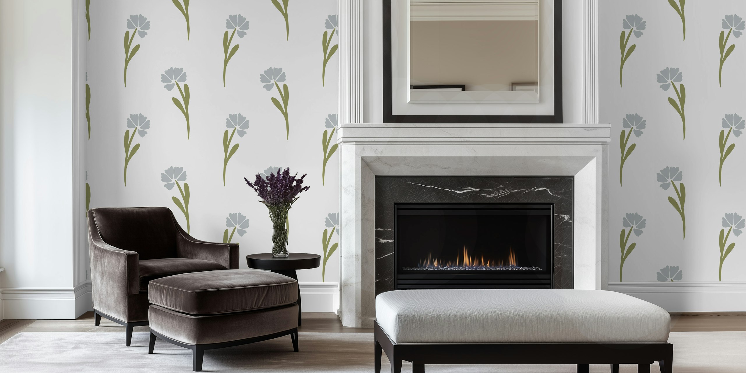 Victorian Floral wallpaper in a room setting