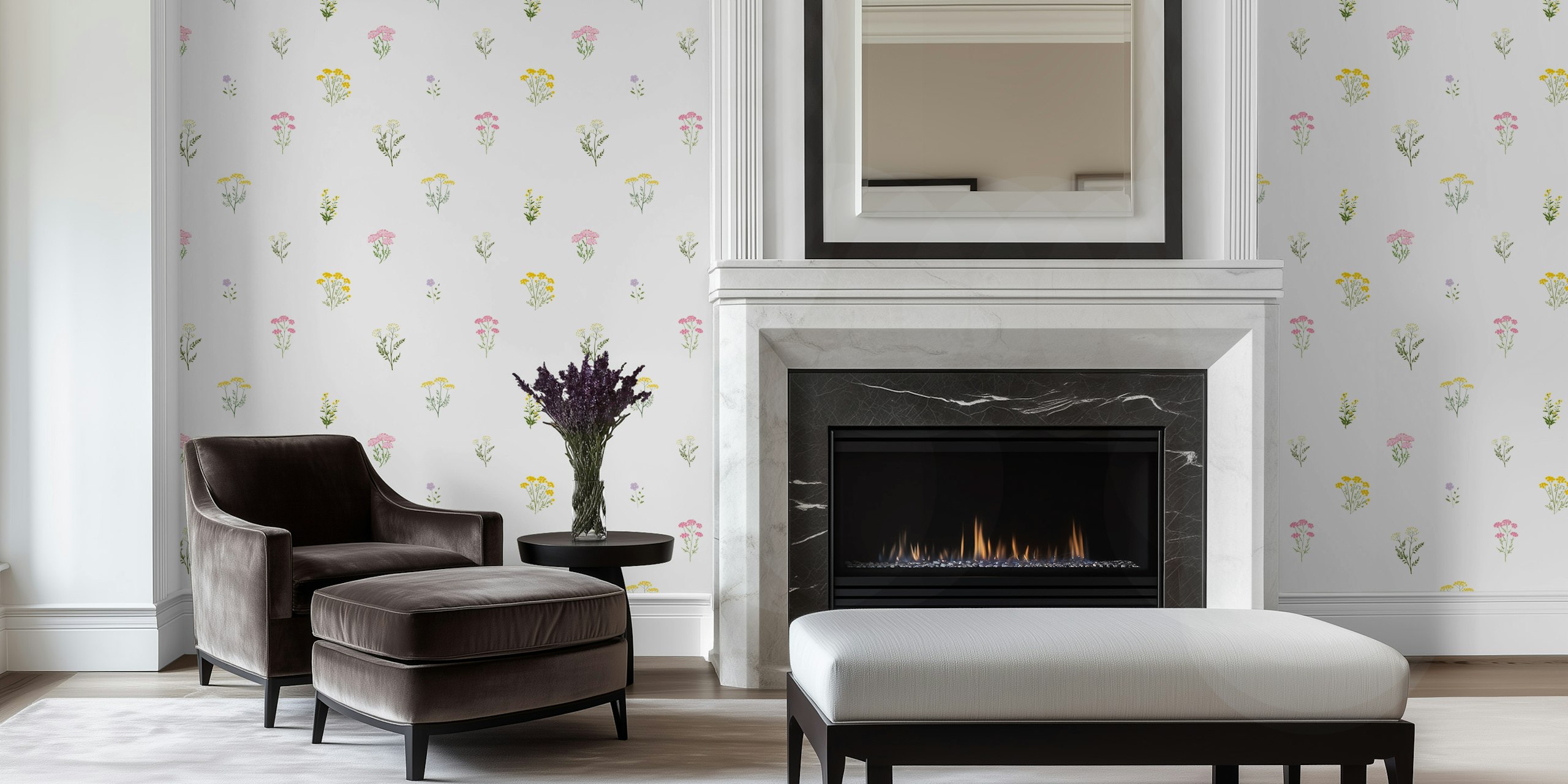 Design della carta da parati Charming Country Florals in una stanza
