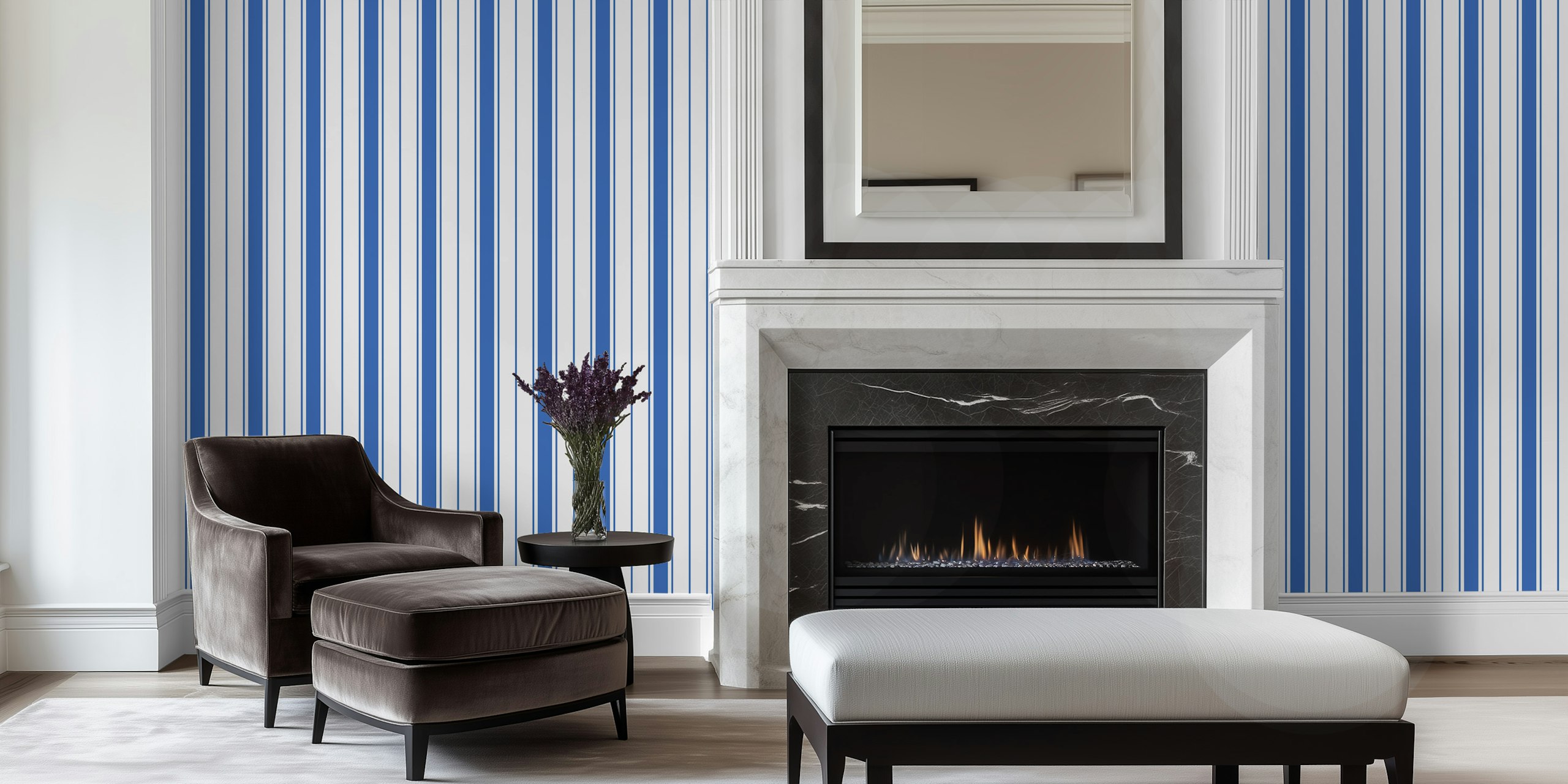Coastal stripes wallpaper in a room