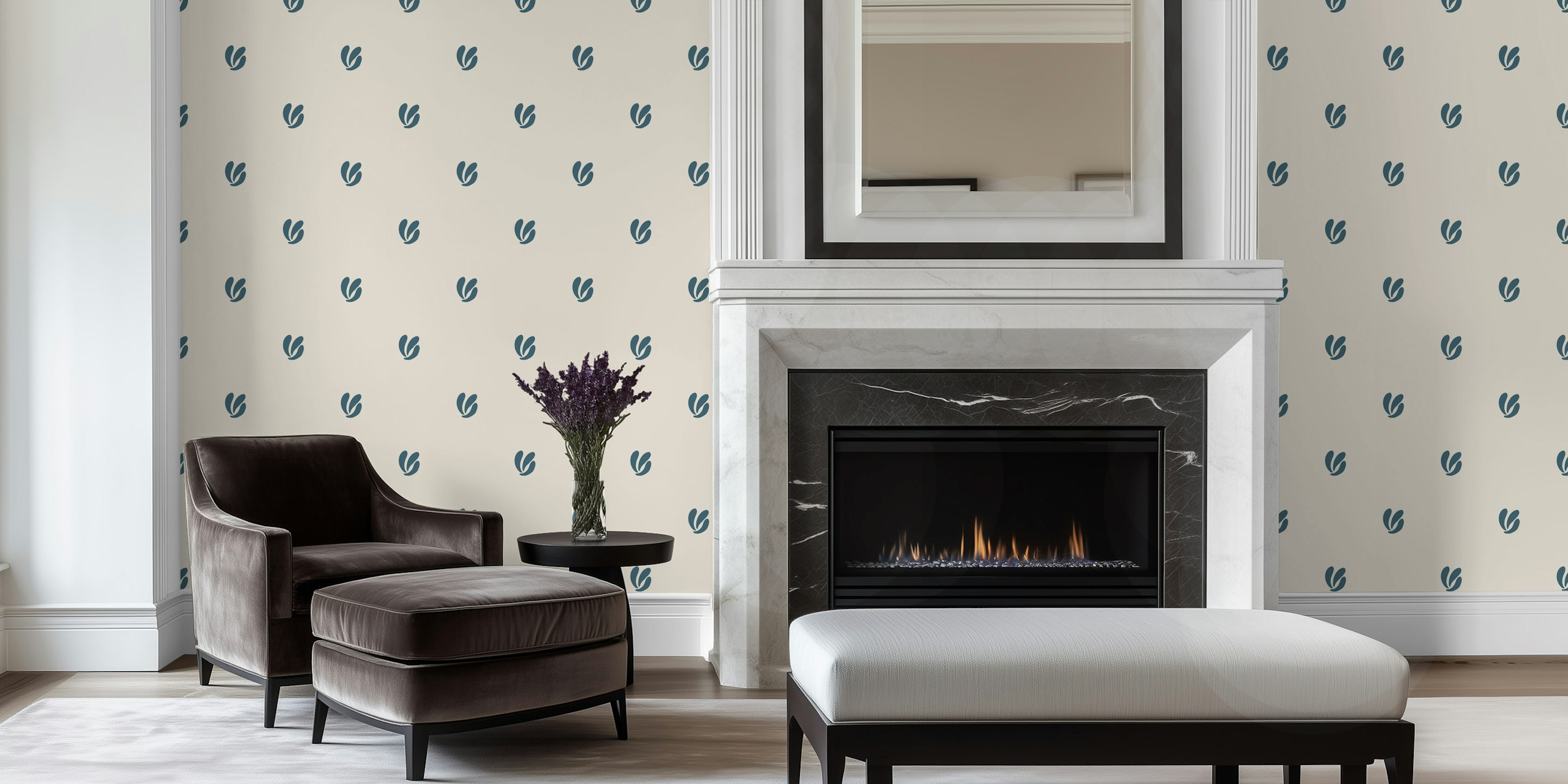 Timeless Leaf Accent wallpaper in a modern room