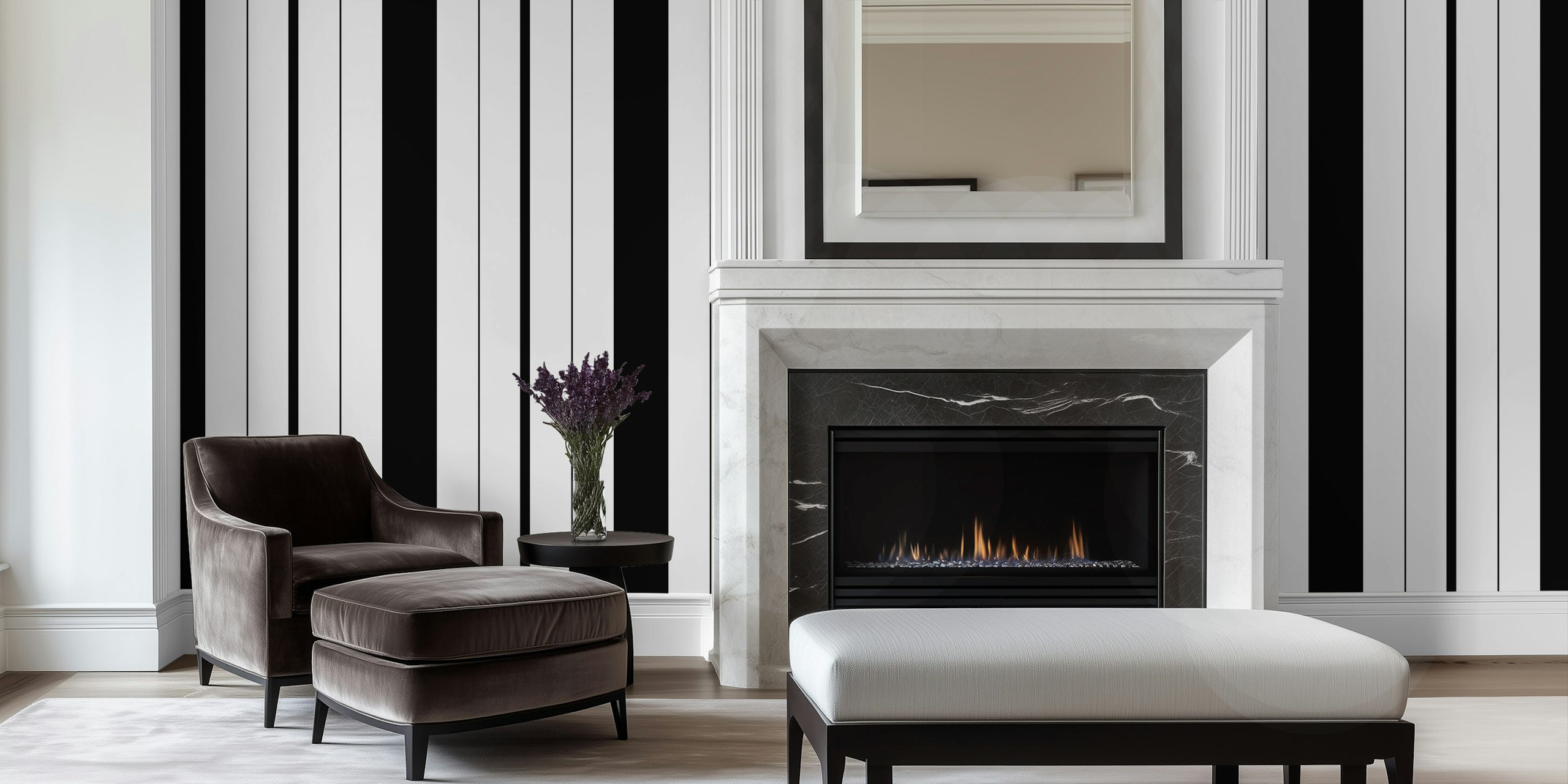 Bold vertical stripes wallpaper en una habitación