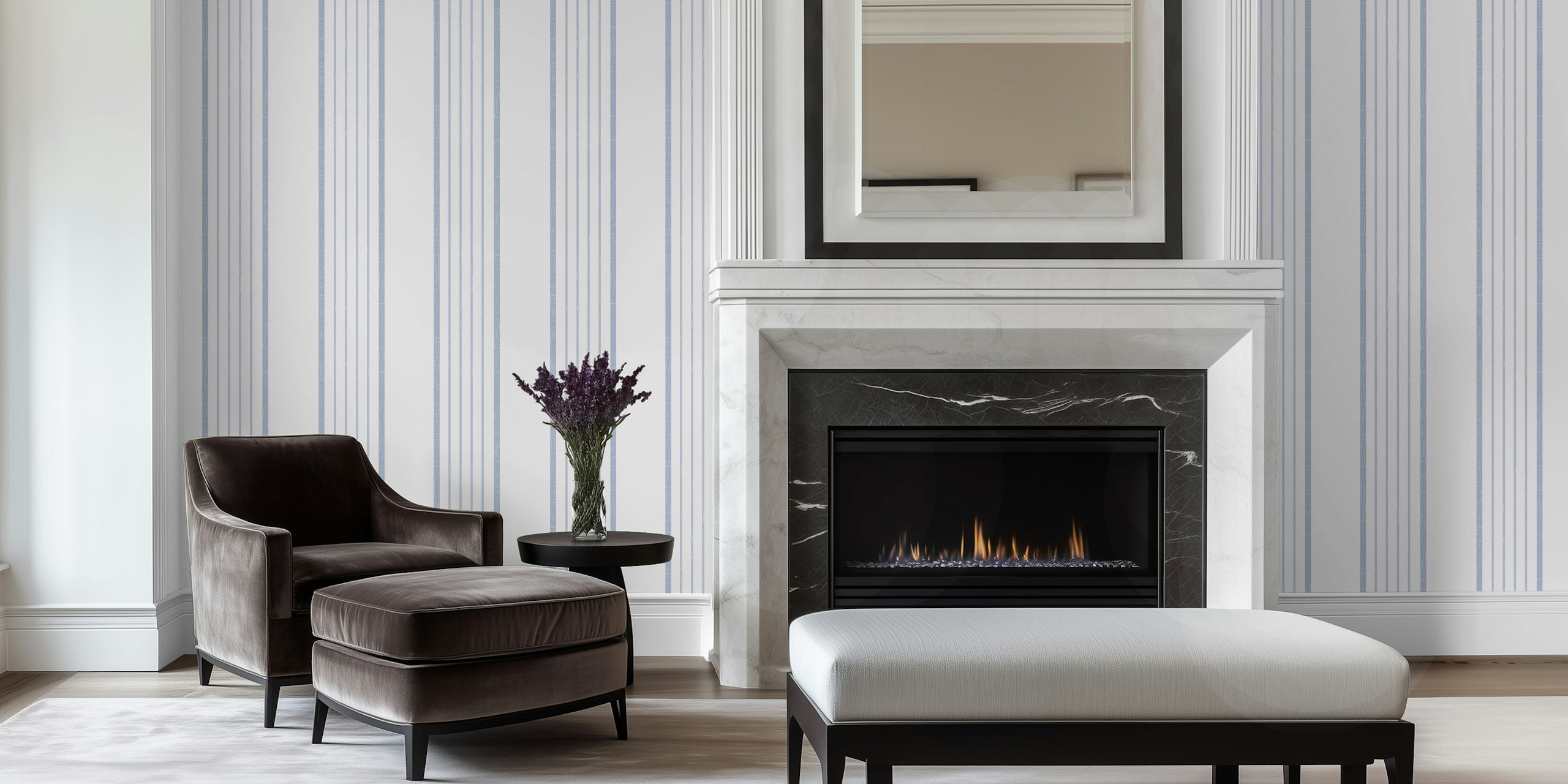 Ticking Classic Blue and White Stripe tapeta v pokoji