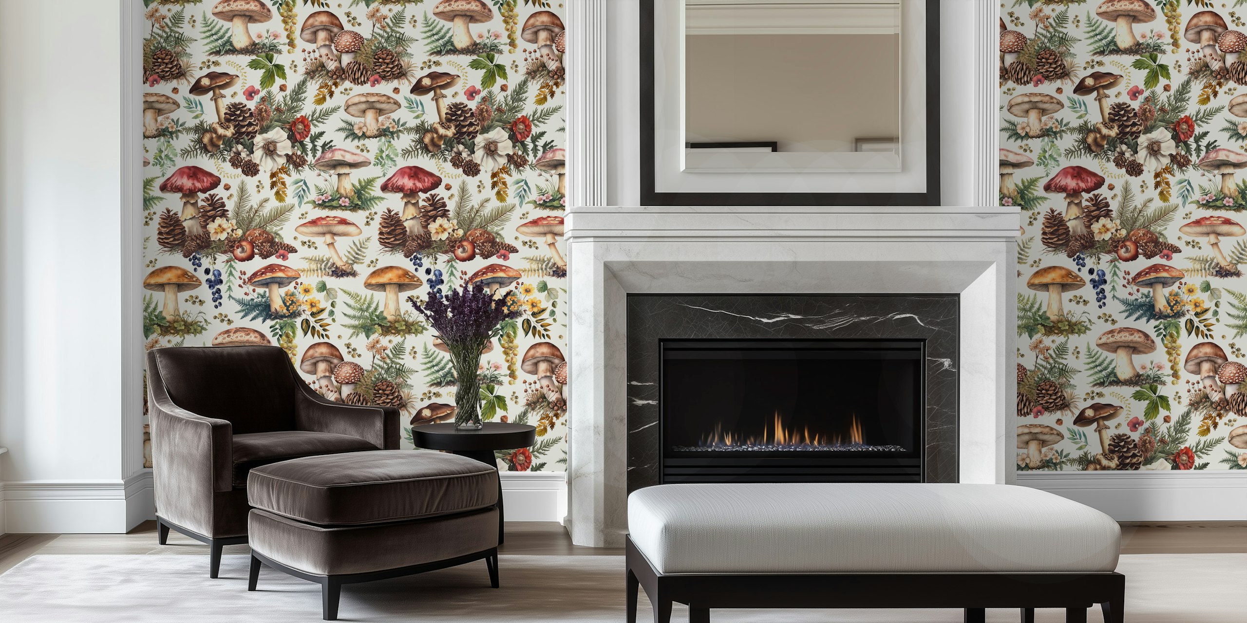 Woodland Mushroom wallpaper i en koselig setting