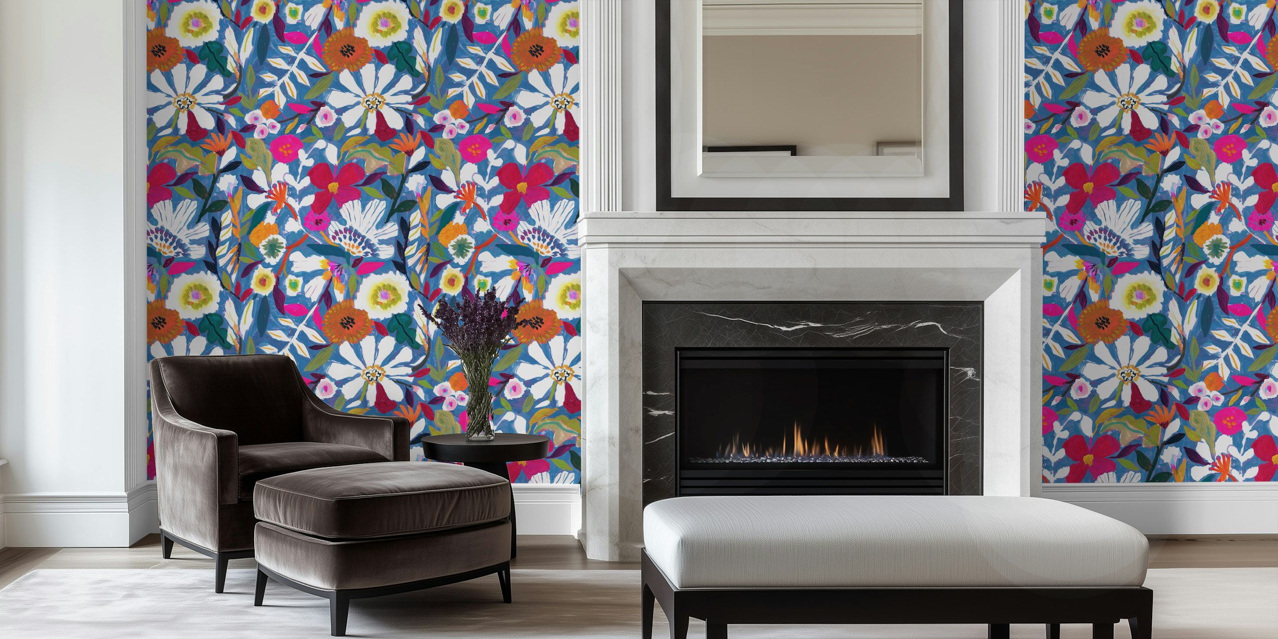 Papier peint Bold florals dans une ambiance de pièce