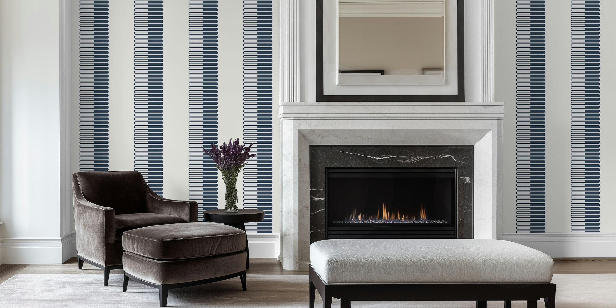 Modern Elegant Navy Blue Stripes tapeta u sobi