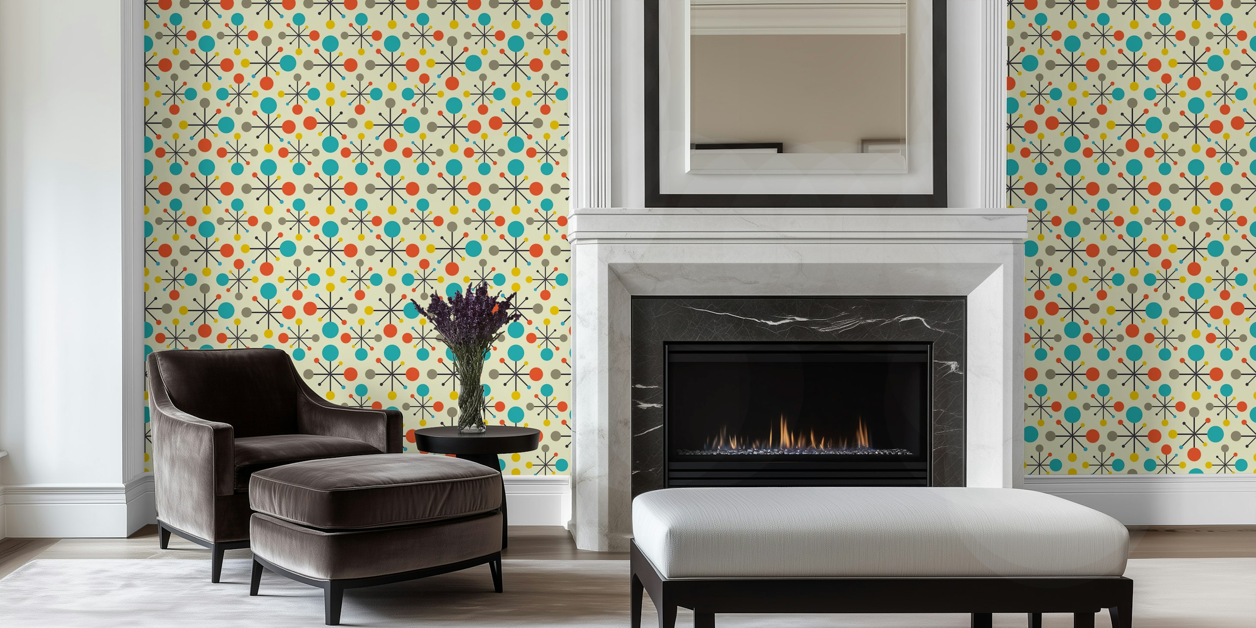 Mid century fifties wallpaperdesign i et rom
