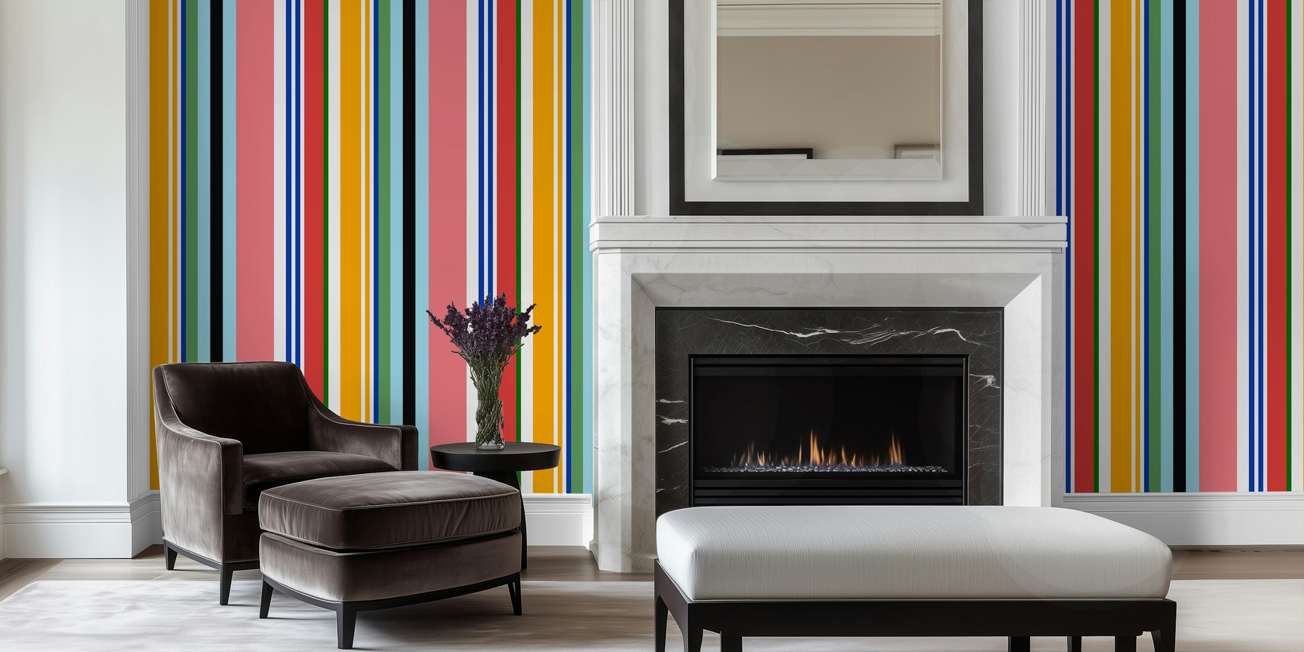 Colorful striped Nautical French Bayadère wallpaper