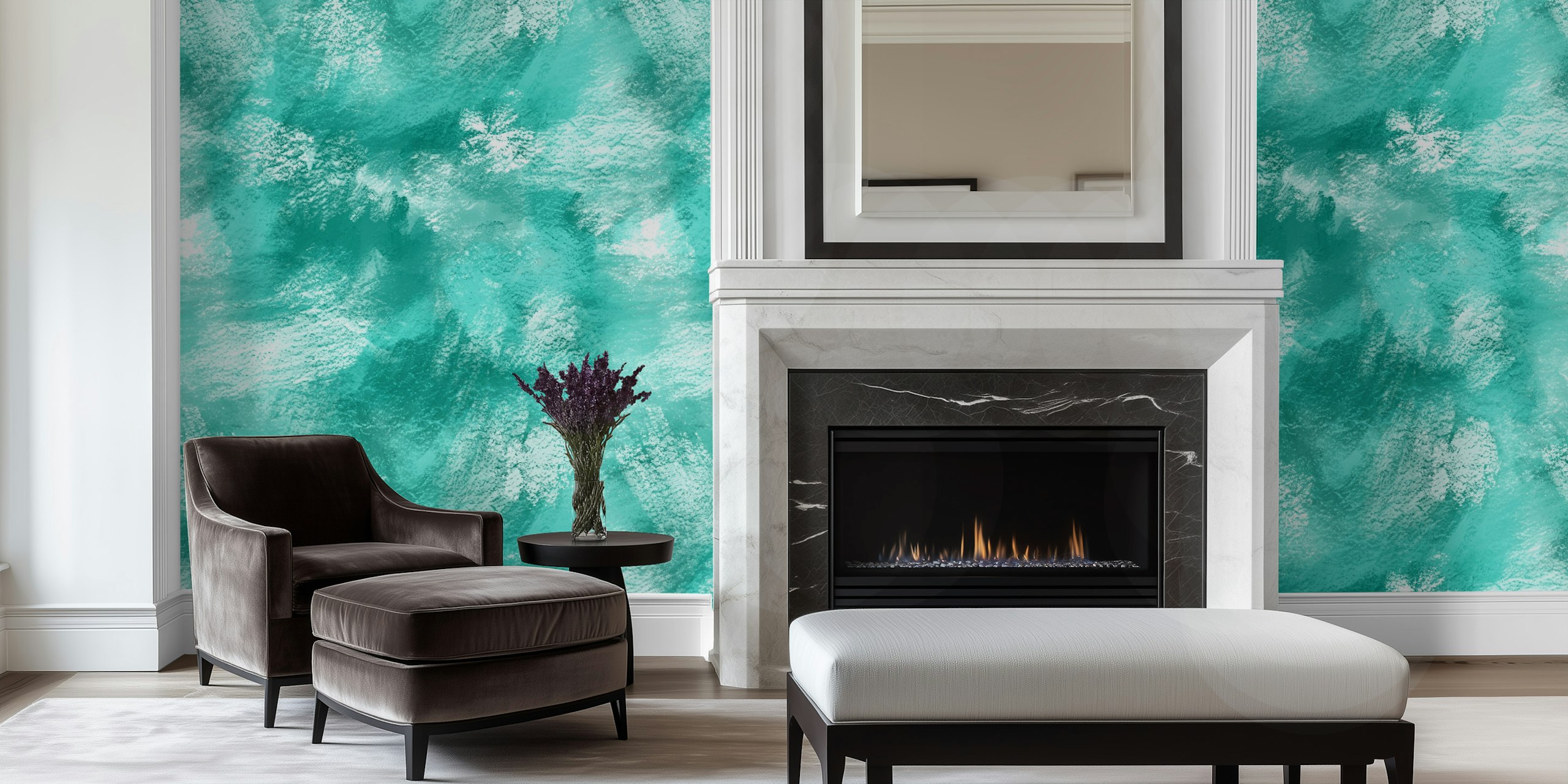 Tapeta Turquoise Painterly Background w pokoju