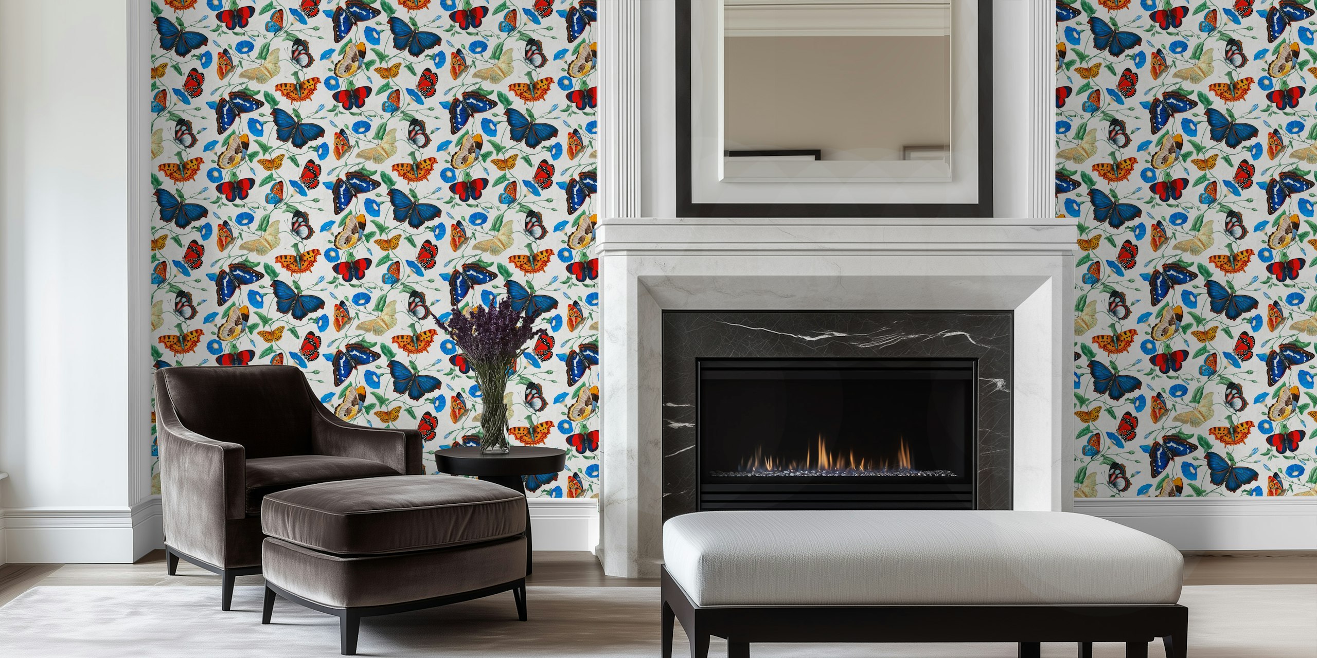 Papillonia wallpaper with butterflies and flowers