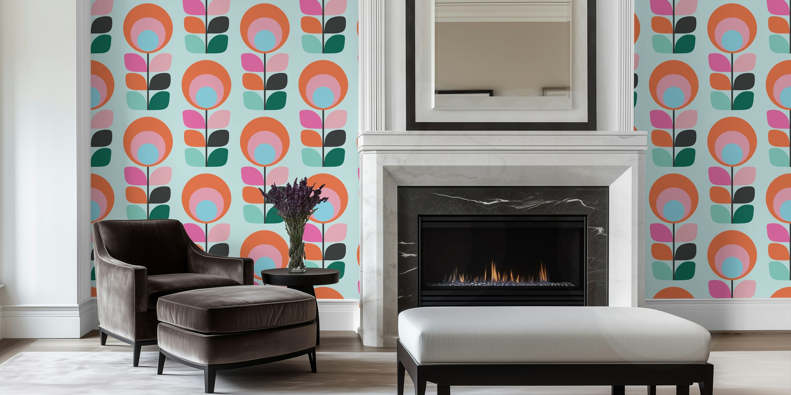 Vibrant Crescent Bloom wallpaper in a room
