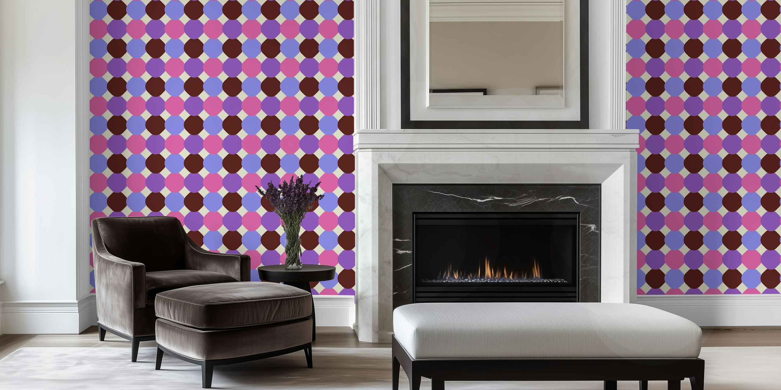 Happy retro Tiles in pink and purple