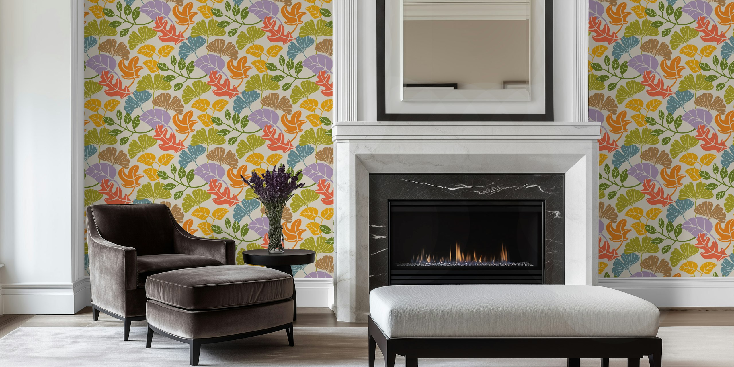 Falling Leaves Autumn Forest Wallpaper In A Room