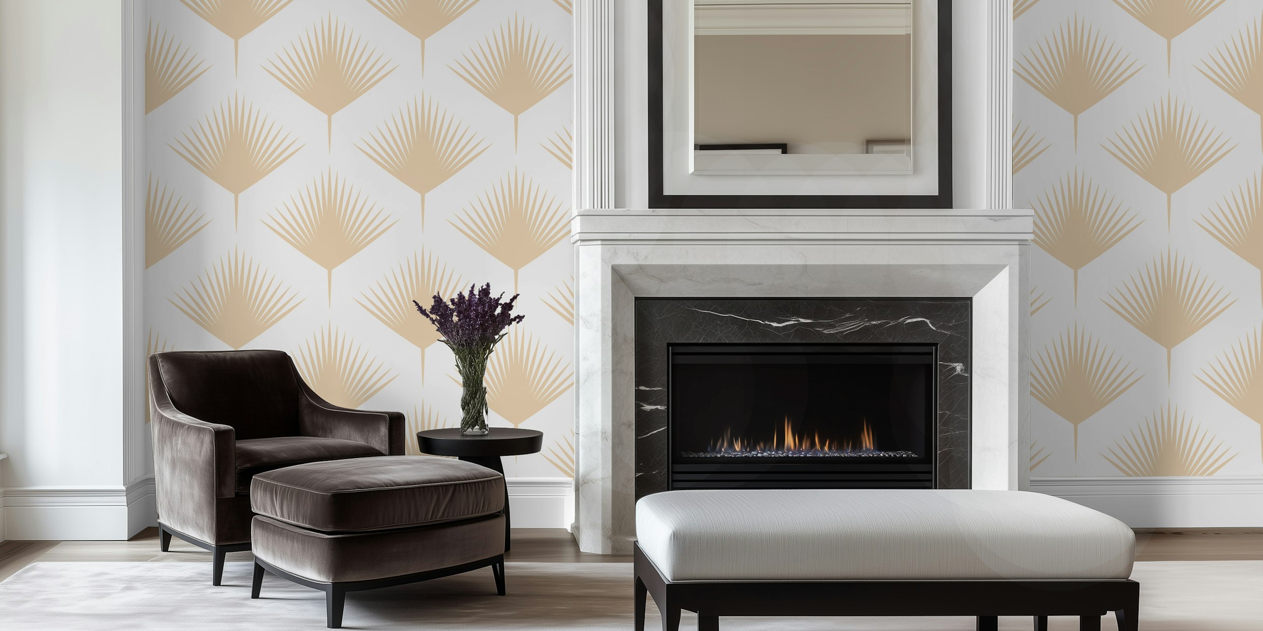 Papel de parede Modern Abstract Geo Palm Leaves no quarto