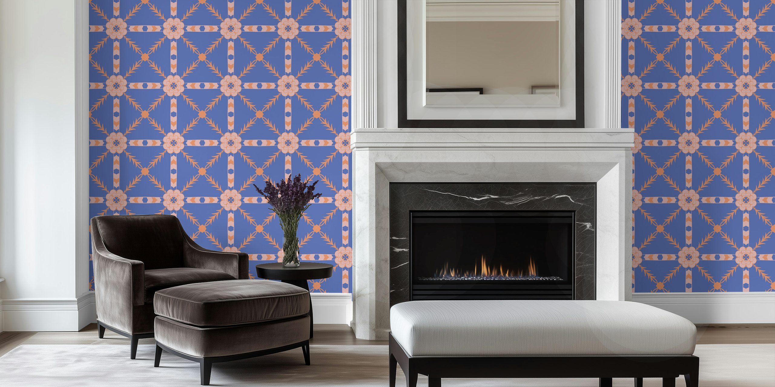 Revelry Rsvp - Periwinkle Wallpaper In A Room