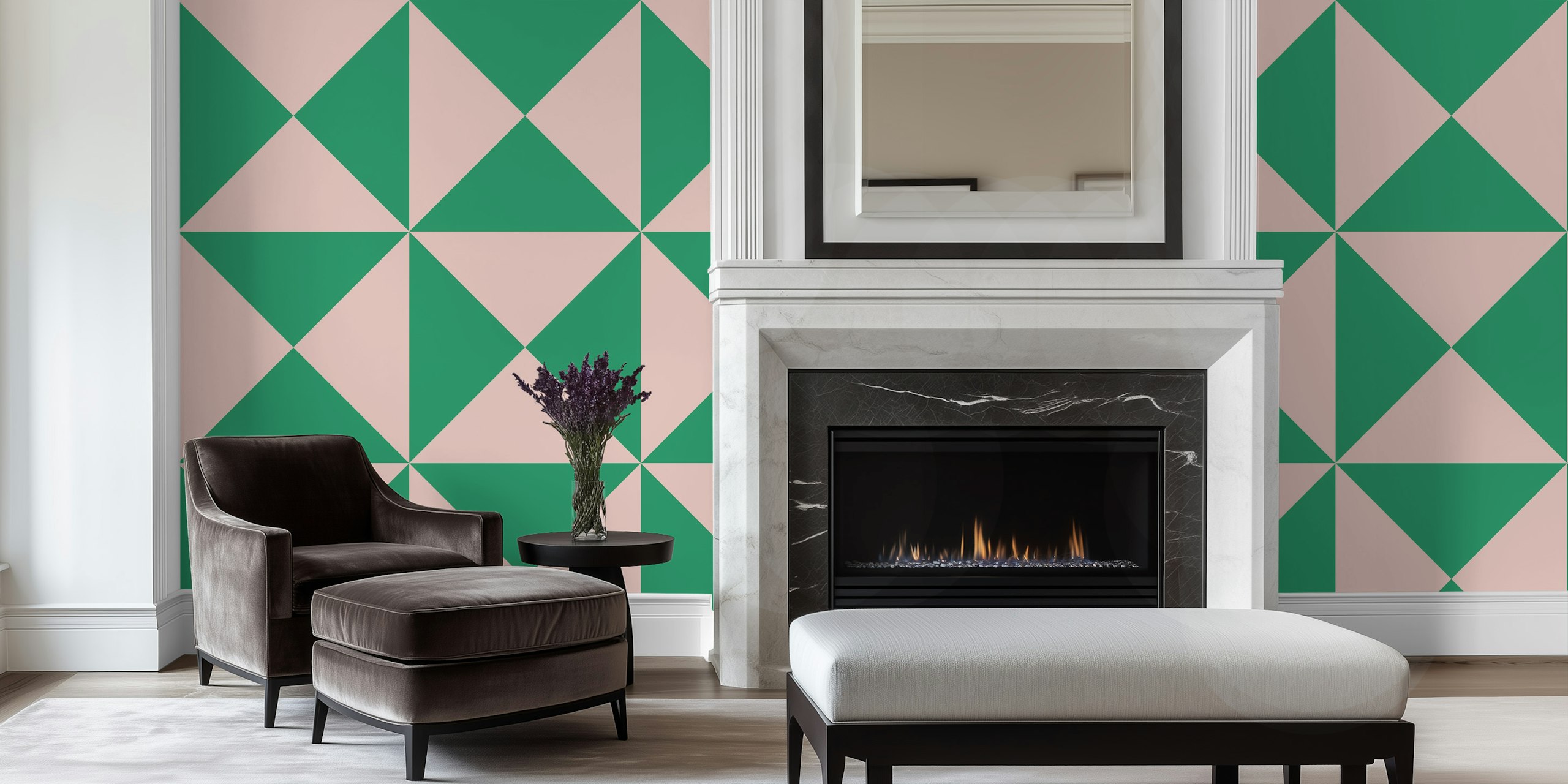 Pink and Green Triangles -tapetti huoneessa