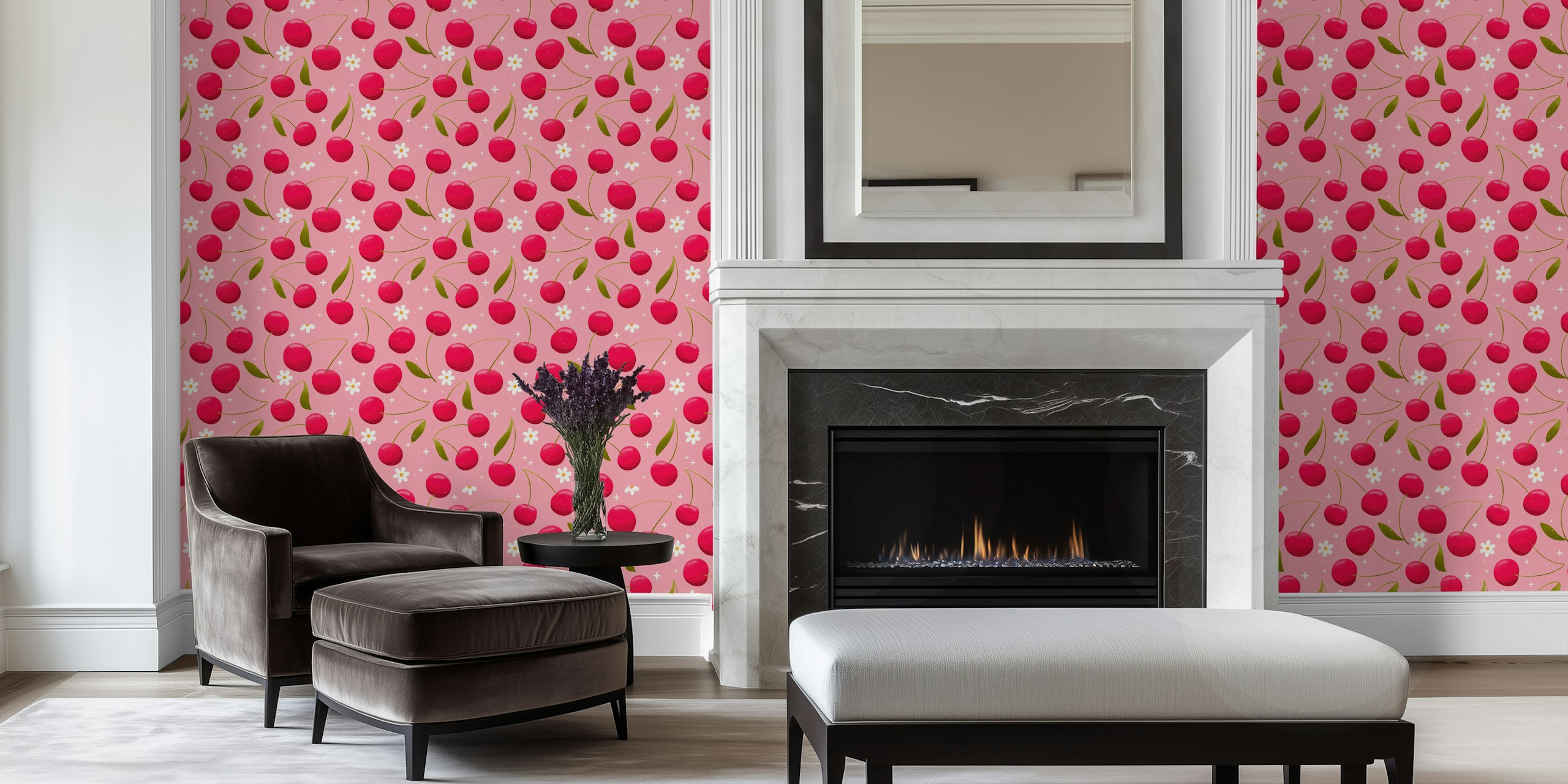 pink cherry and white flower wallpaper
