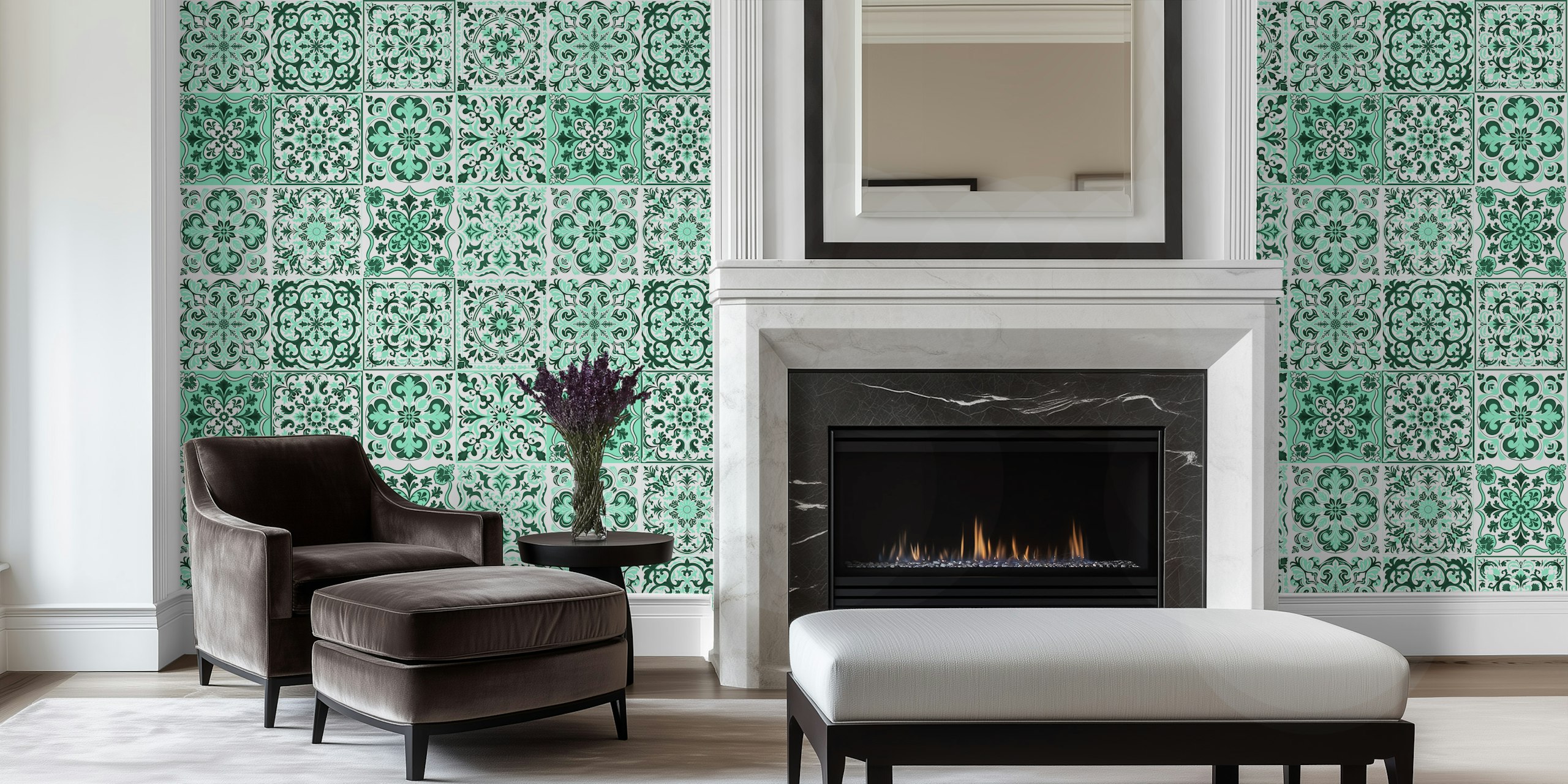 Turkis Mixed Ceramic Tiles tapet i et rom
