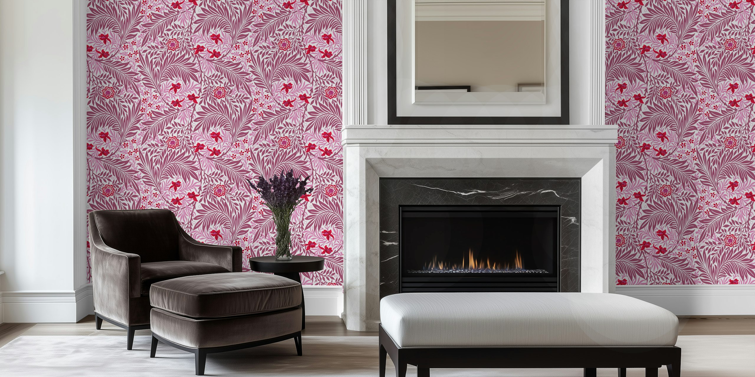 Victorian Larkspur pattern wallpaper in interior