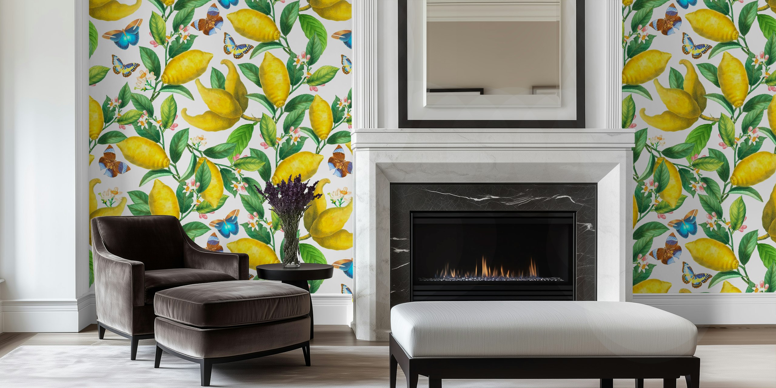 Vintage Exotic Lemon Summer wallpaper in a room