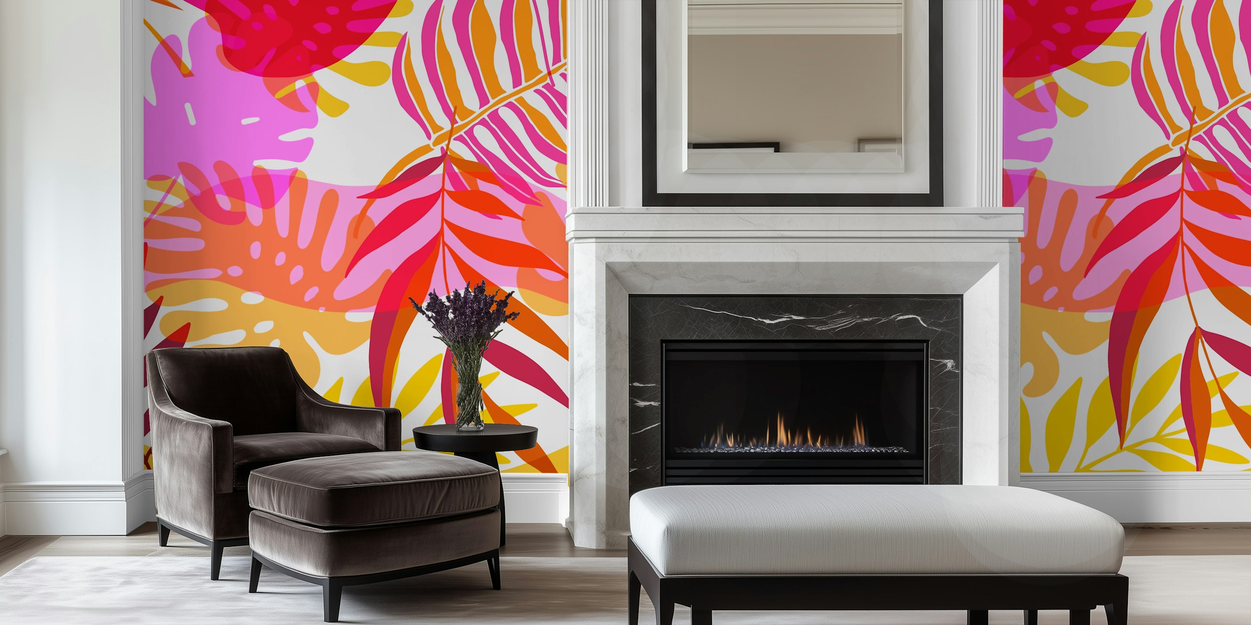 Multicolor Tropical Foliage tapet i et rom