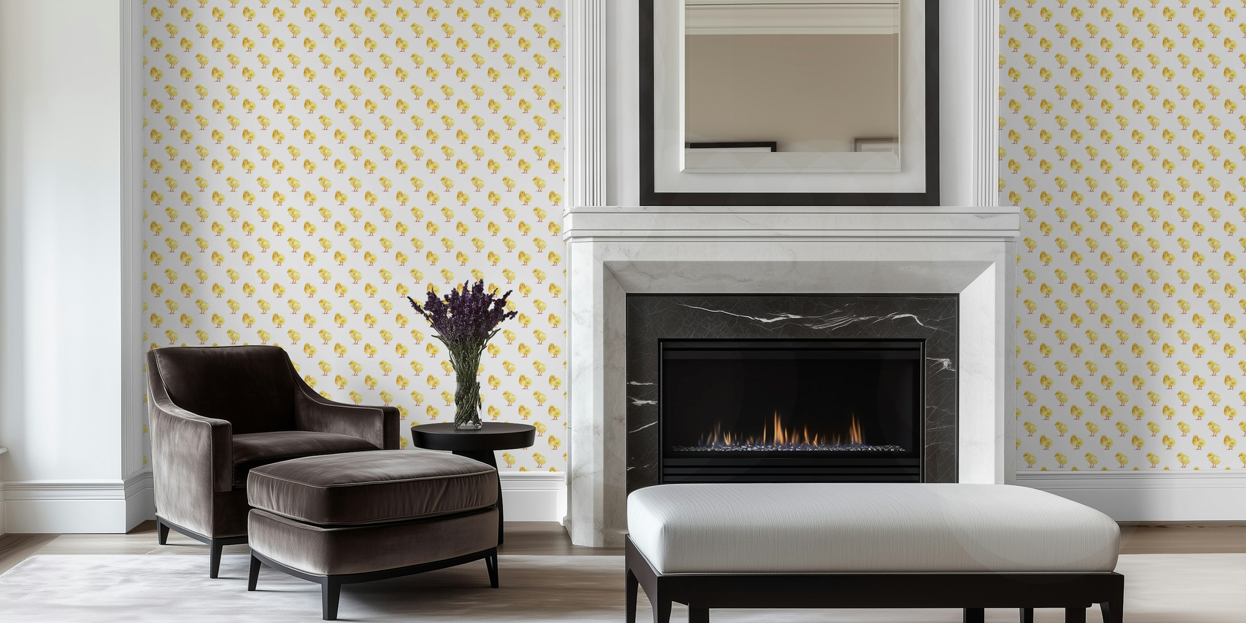 Nursery wallpaper with baby chicks design