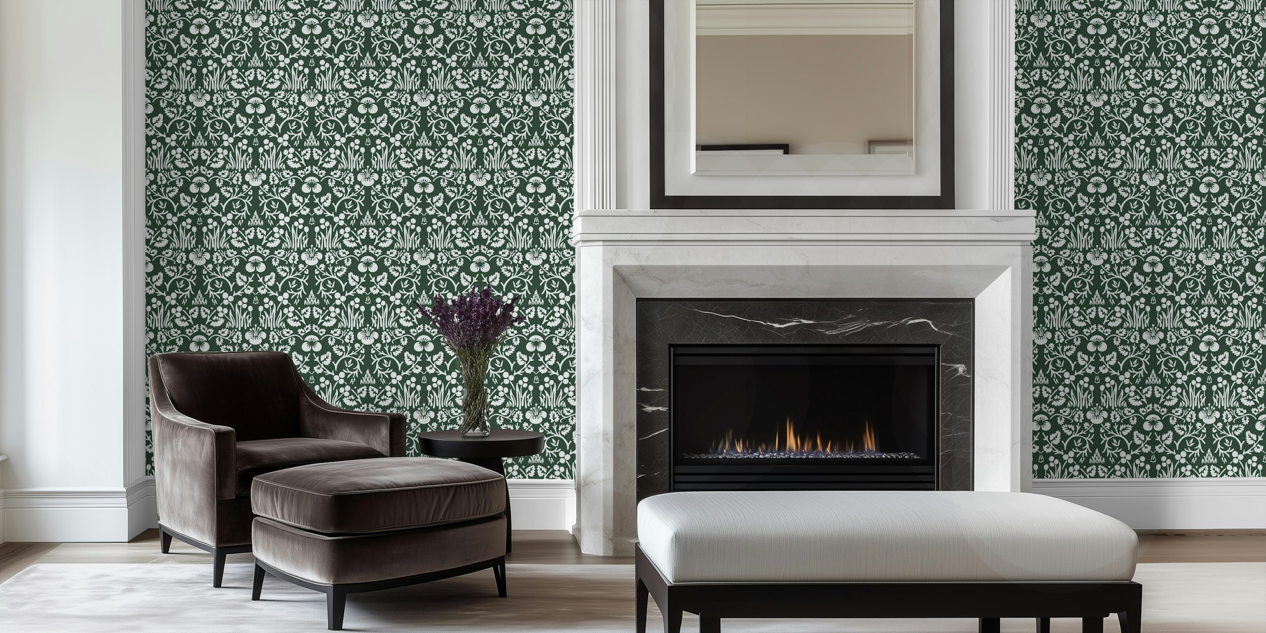 Papel de parede Victorian Eyebright pattern 14 em um quarto