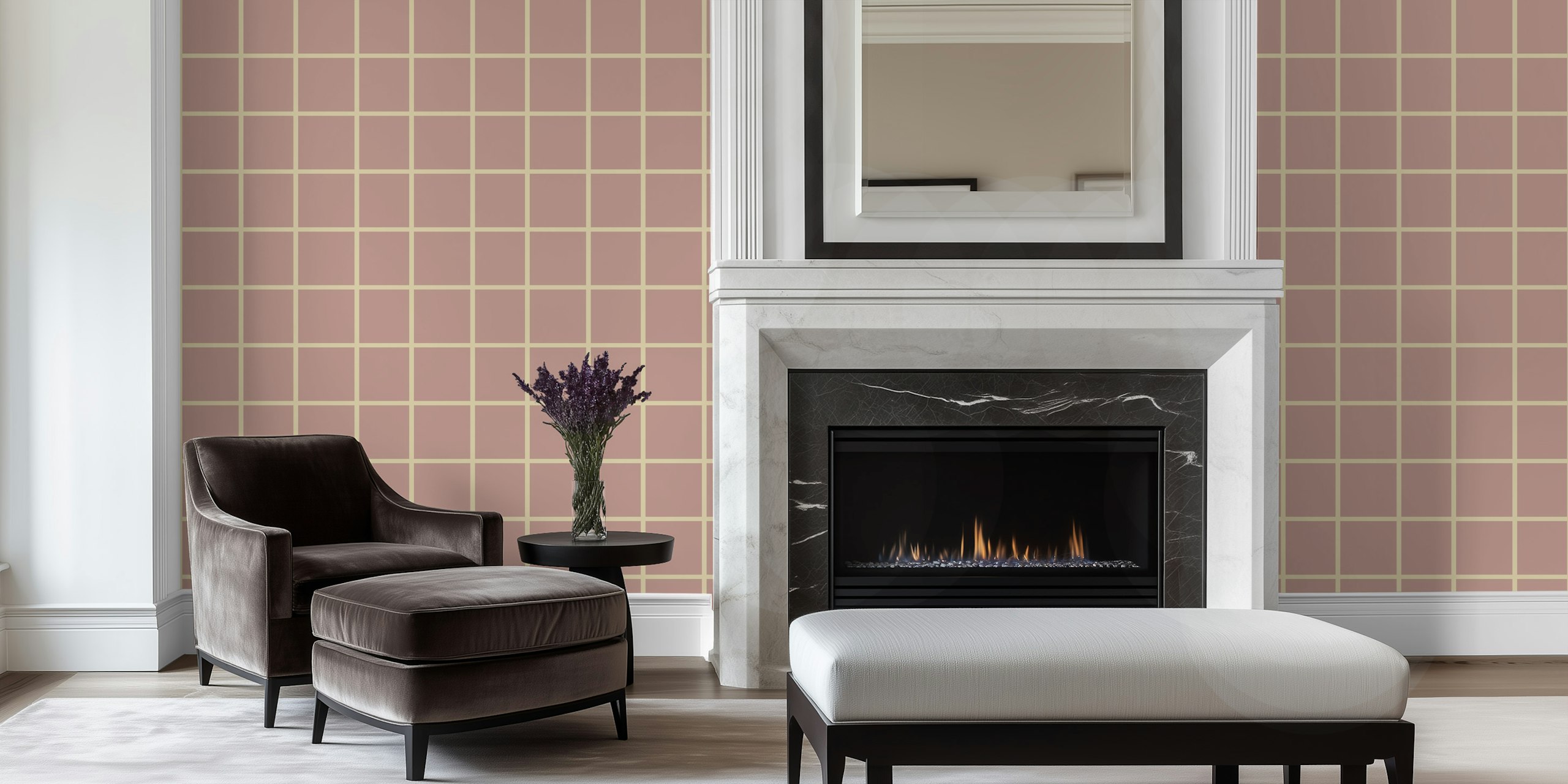Tapeta Minimalist Pastel Grid v místnosti
