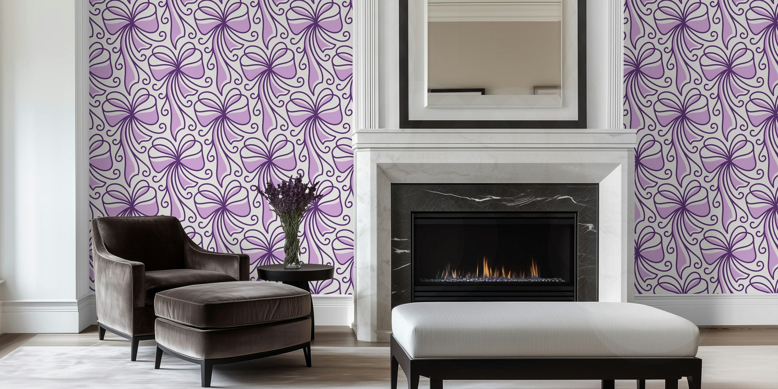 Papier peint Purple Lavender Ribbon dans une pièce