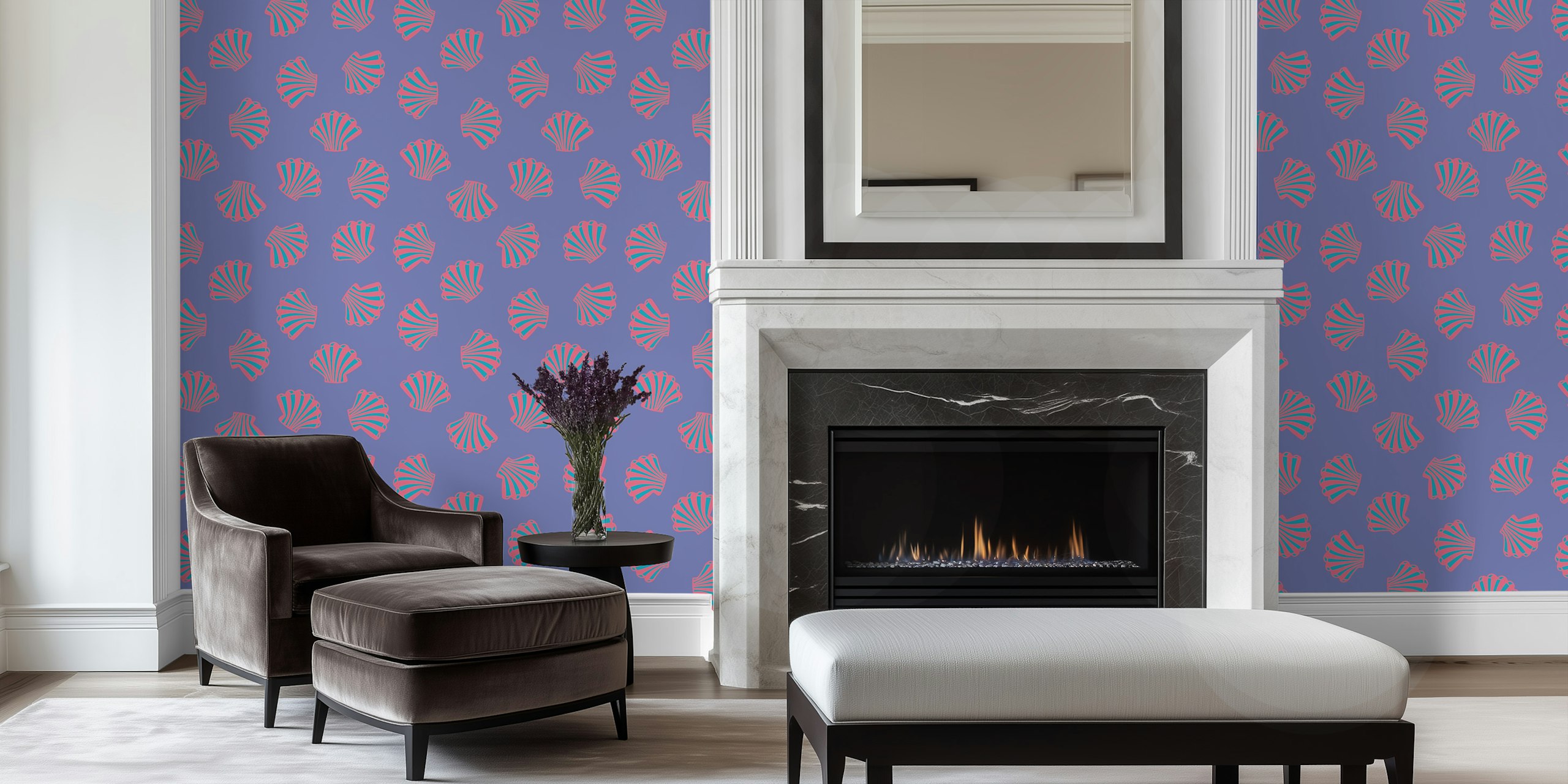 Seashells Coast Scallop Shells wallpaper in room