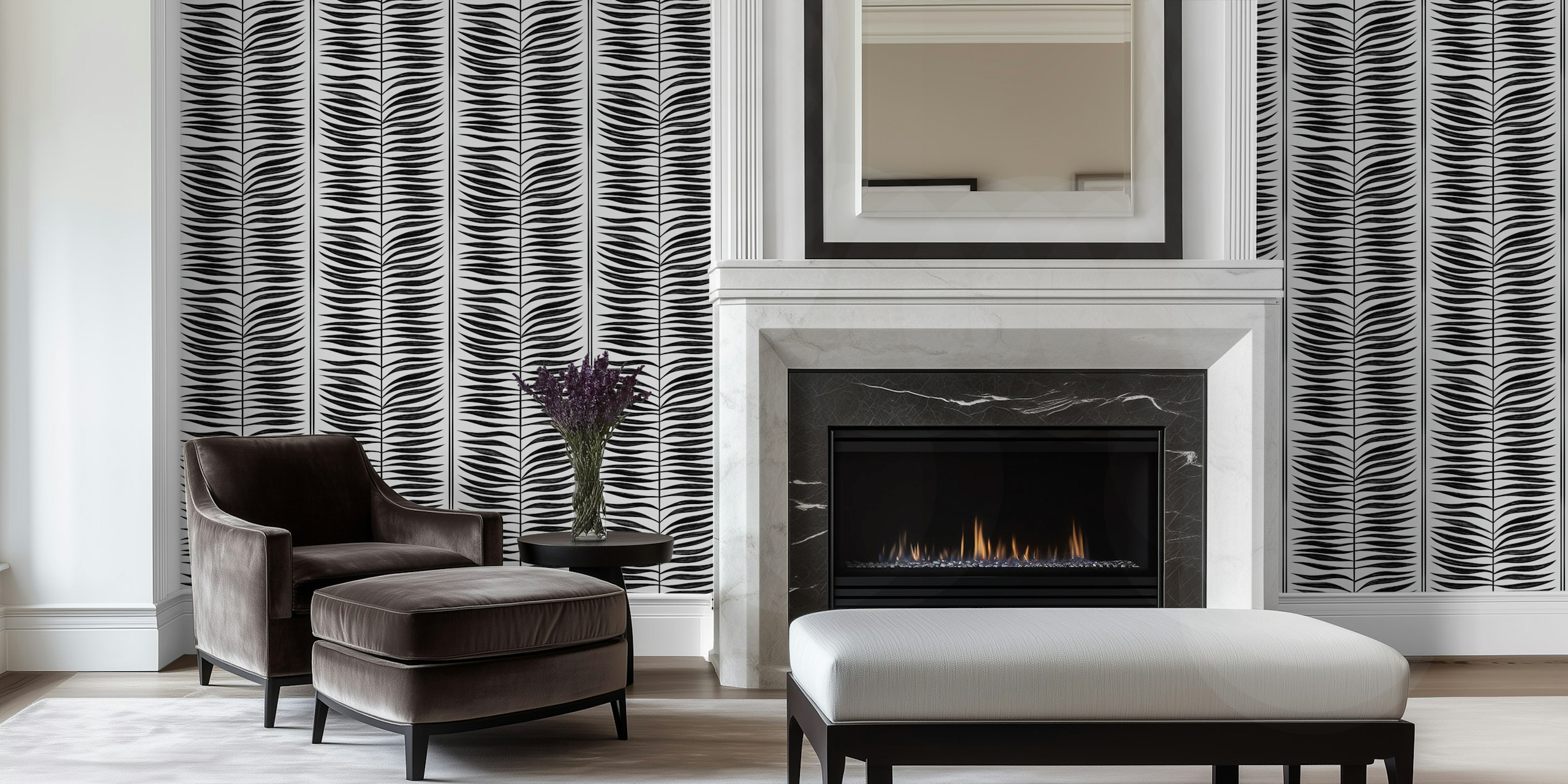 Palm Leaf Stripes wallpaper in a room