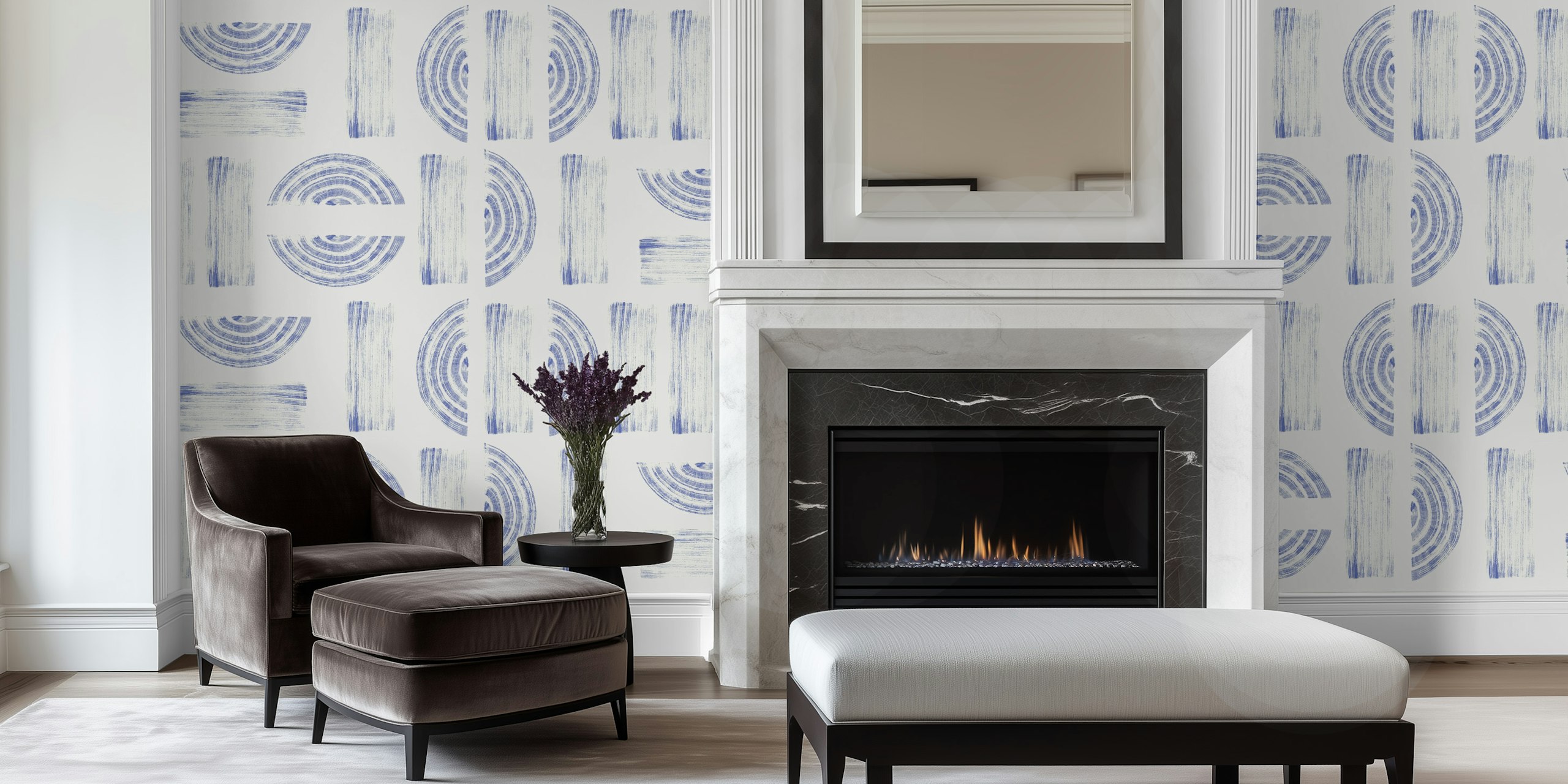 Papel de parede Serene Geometrics em um quarto