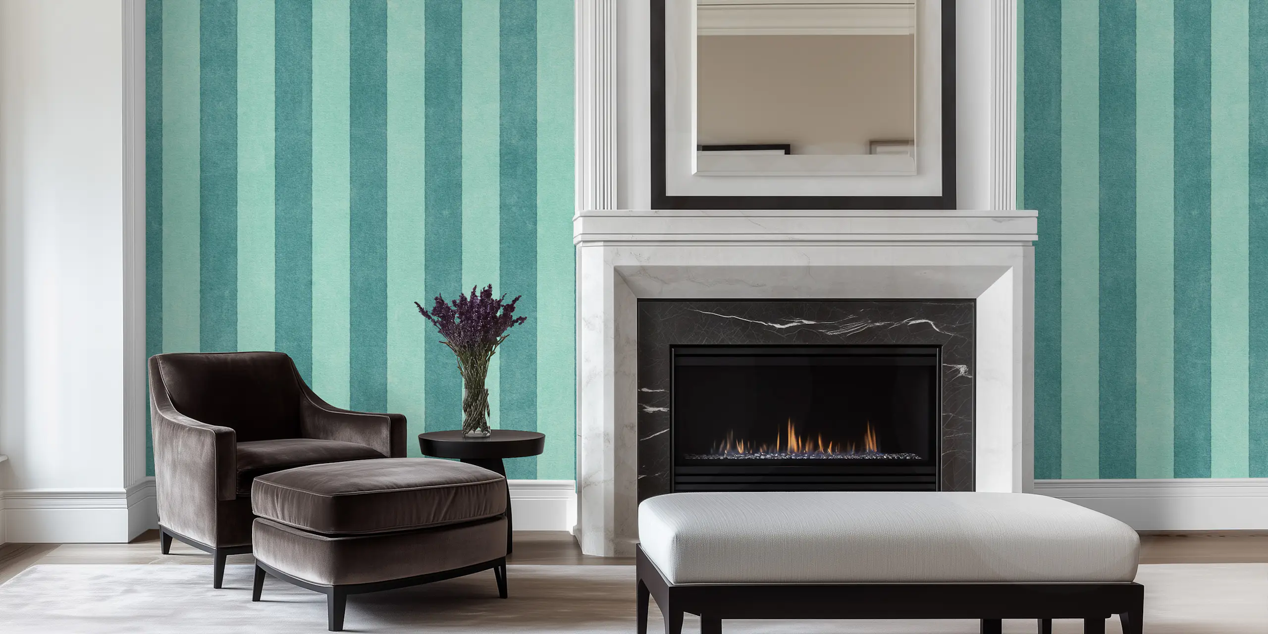 Happywall Teal Blue Stripes Wallpaper