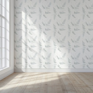 Watercolor Fern Leaves - White / Grey