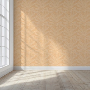 Line Art Palm Leaves Golden Tan WP