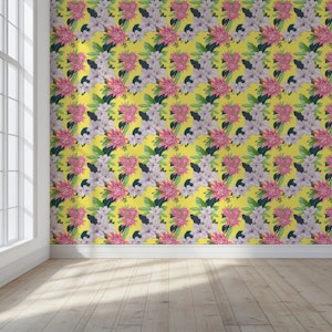 Tropical Blooms on Radiant Yellow