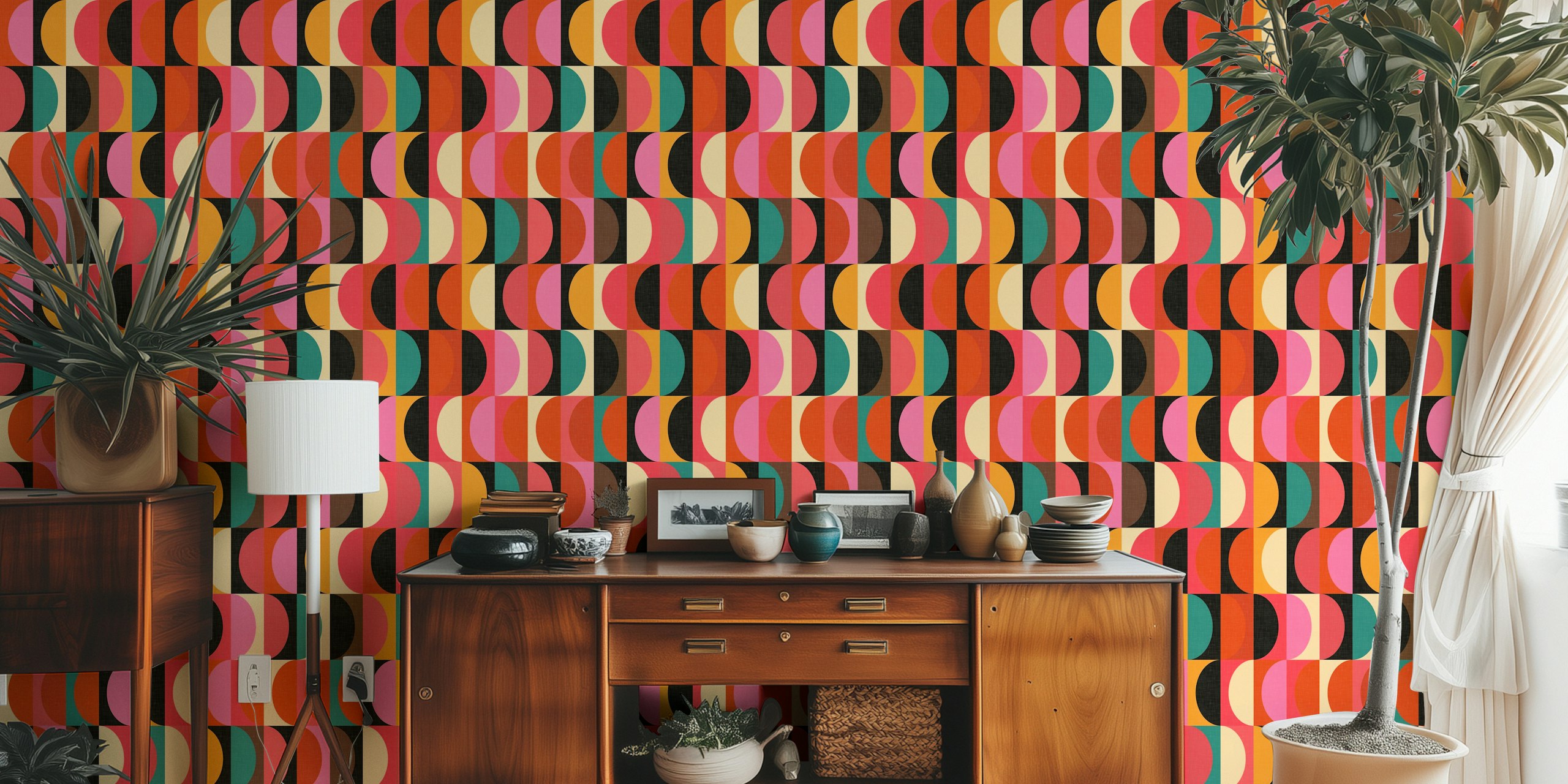 Mid Century Modern Shapes tapet i et rum