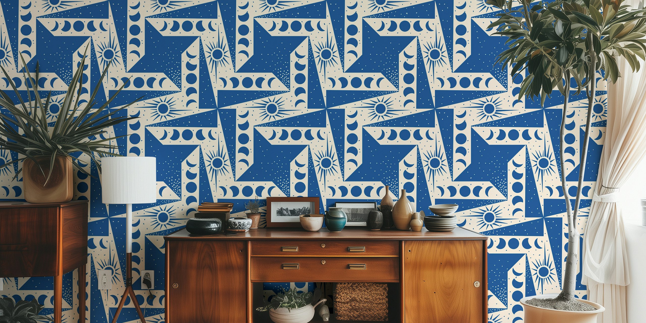 Celestial Blue Harmony wallpaper in a room