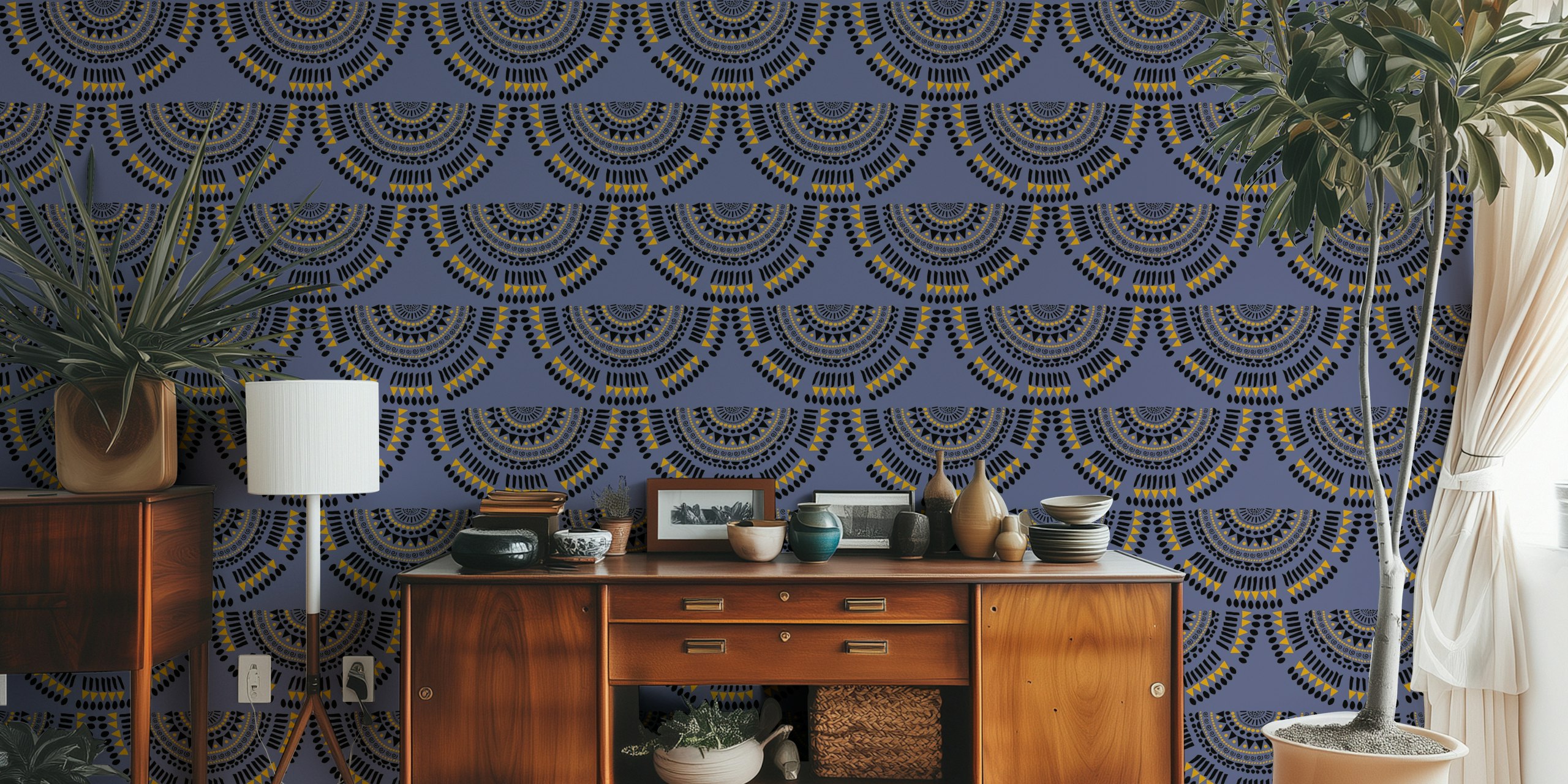 Tribal Arches wallpaper in een kamer