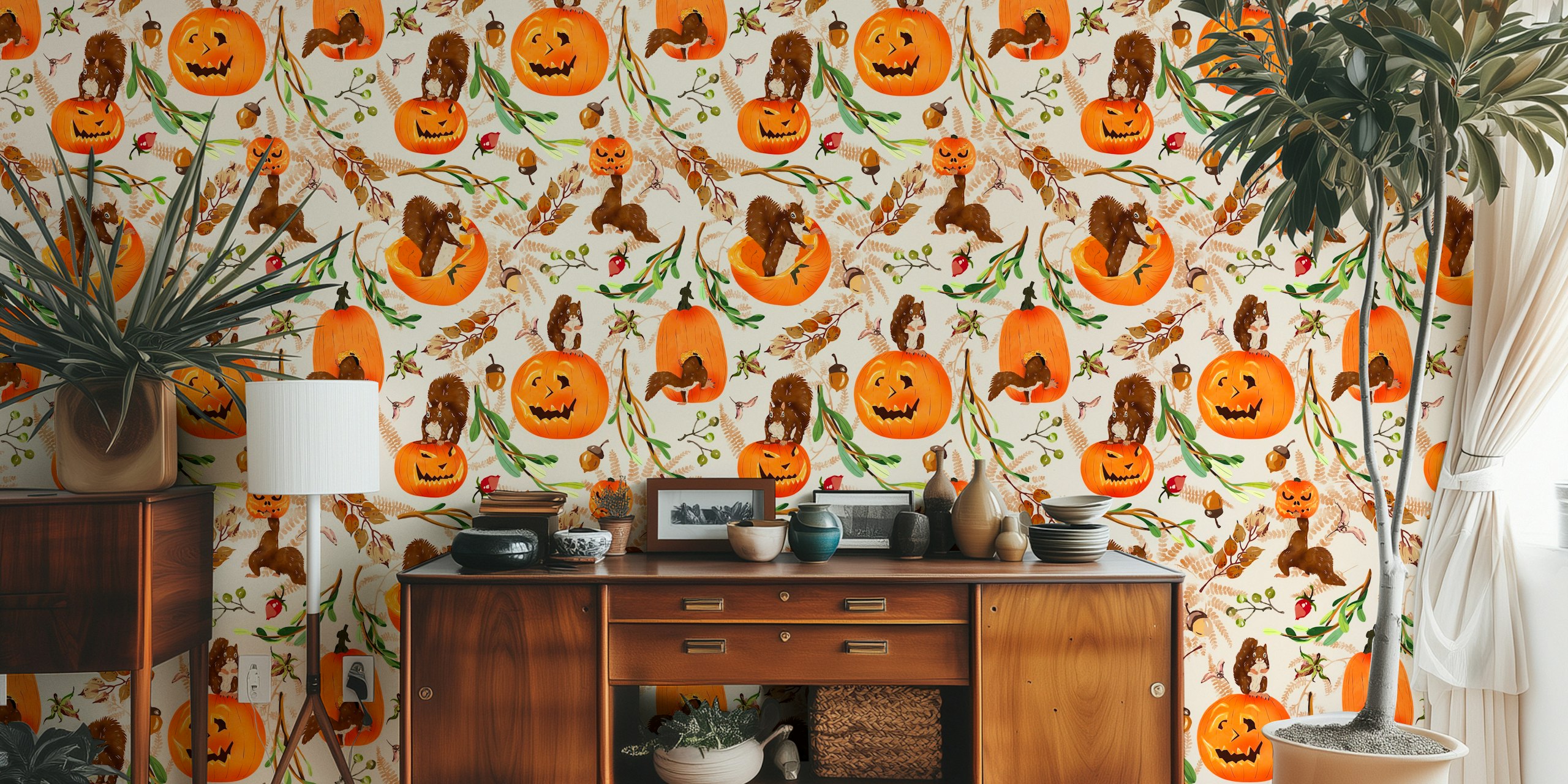 Tapeta Pumpkin Paradise Scene w pokoju