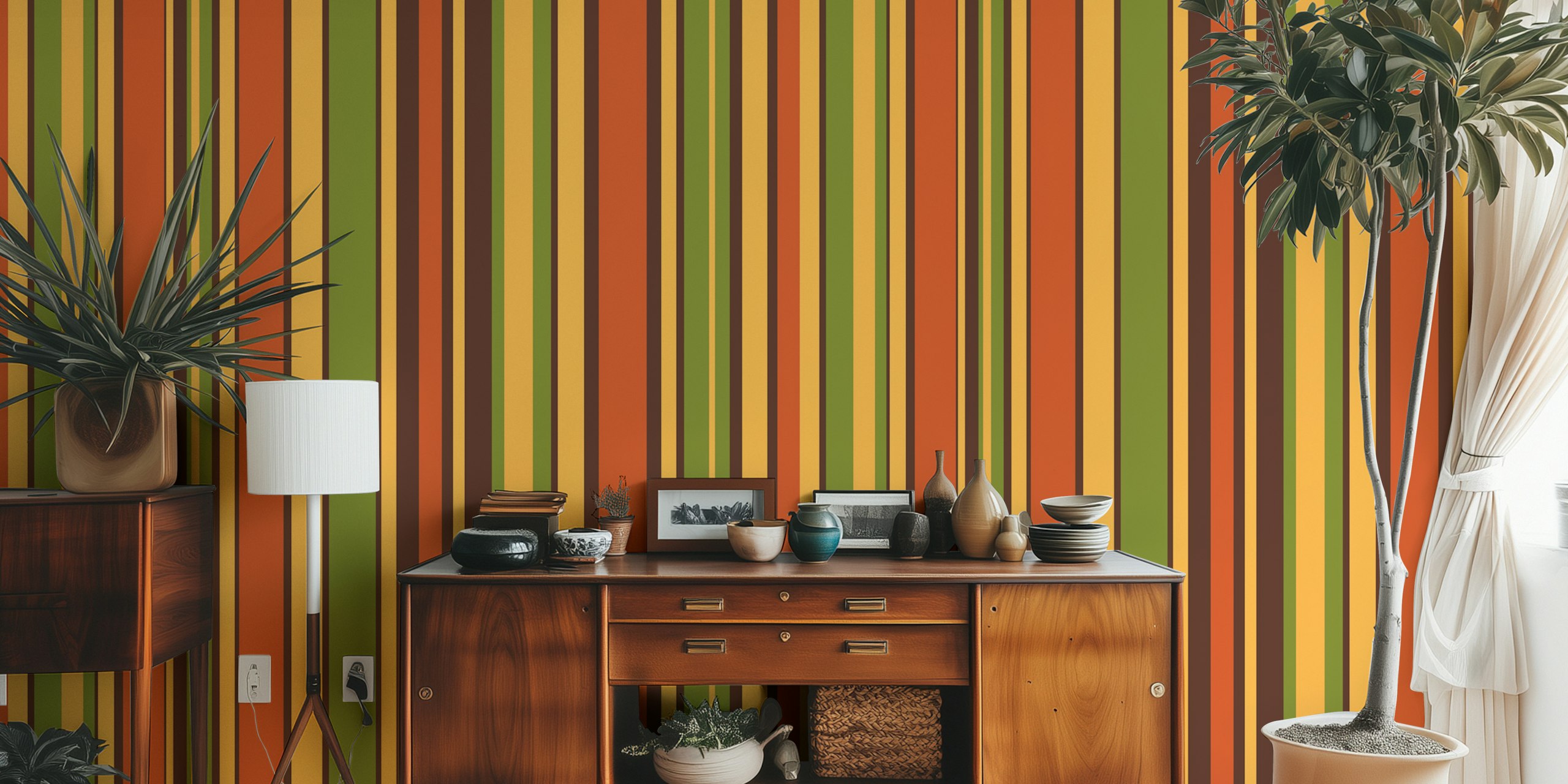 Retro Stripes 50s 60s 70s Tapet i et rom