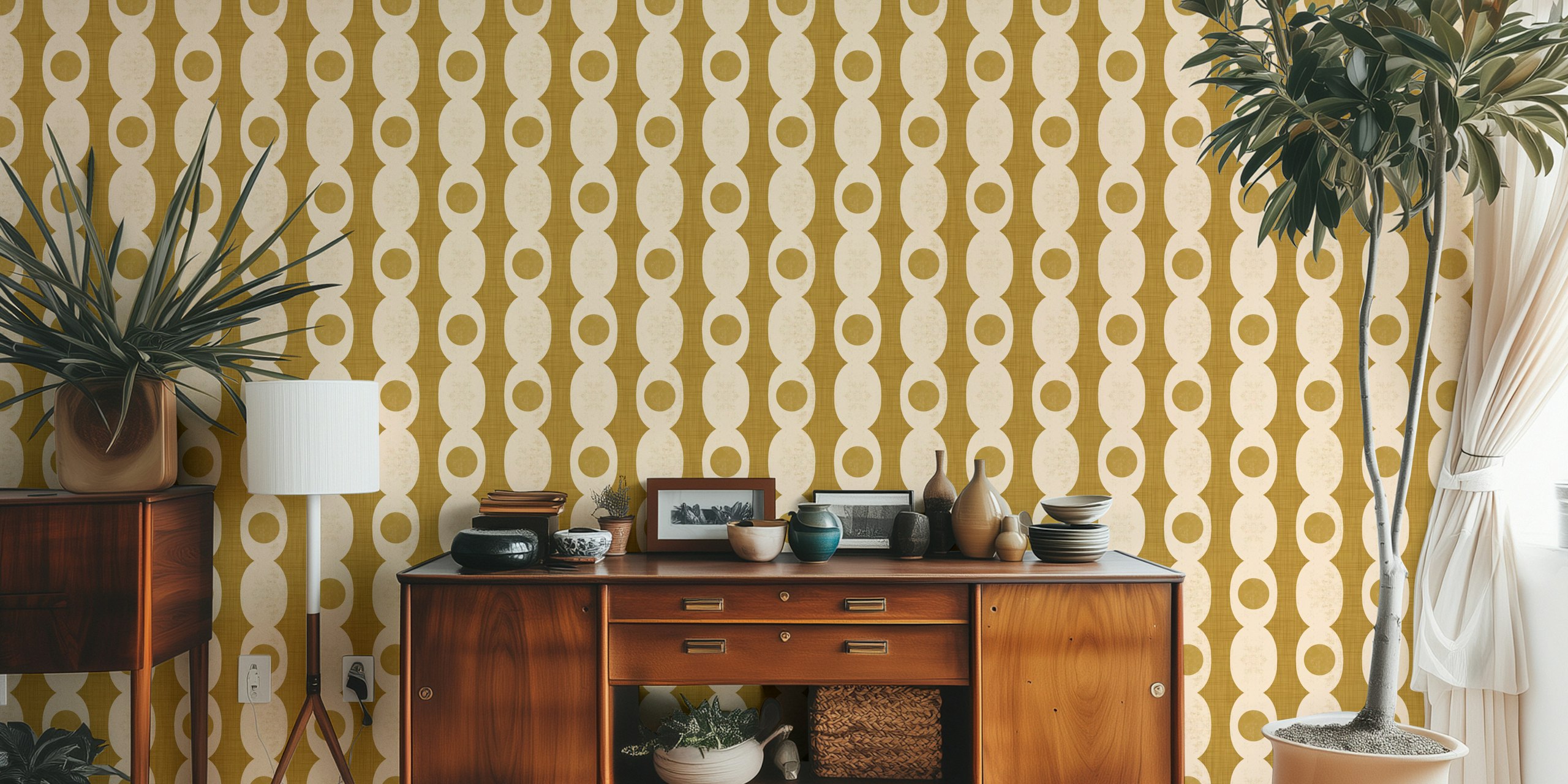 Retro Mod Geo Chain wallpaper in a room