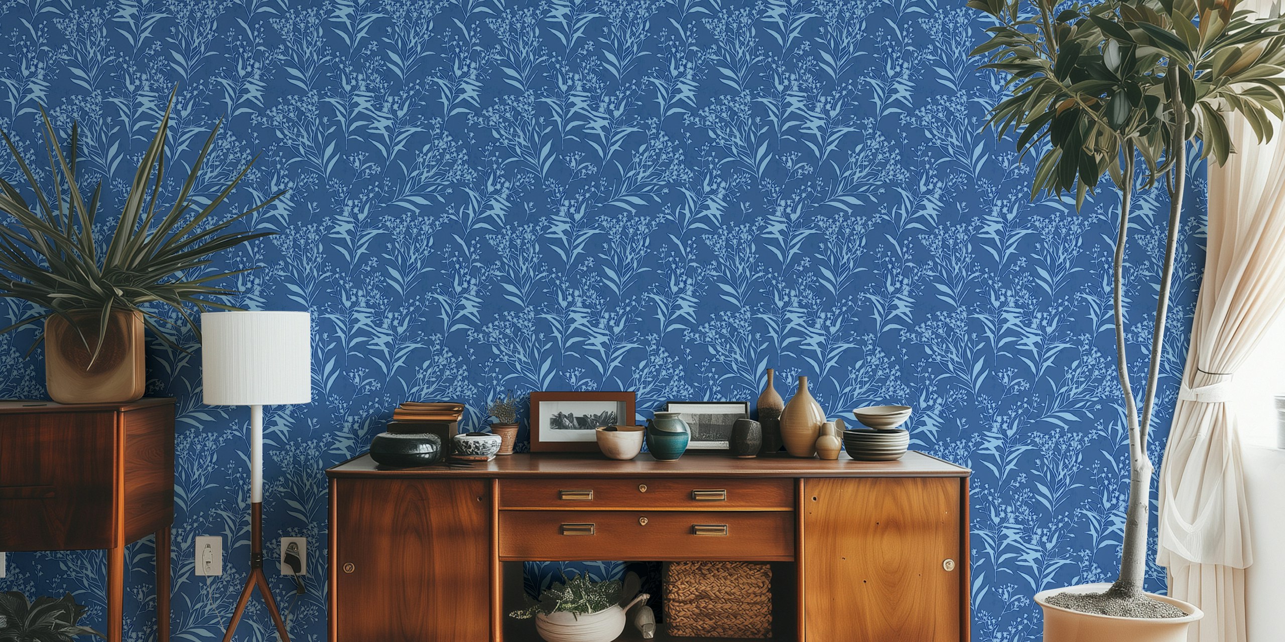 Carta da parati Ironweed Rustic Floral in una stanza