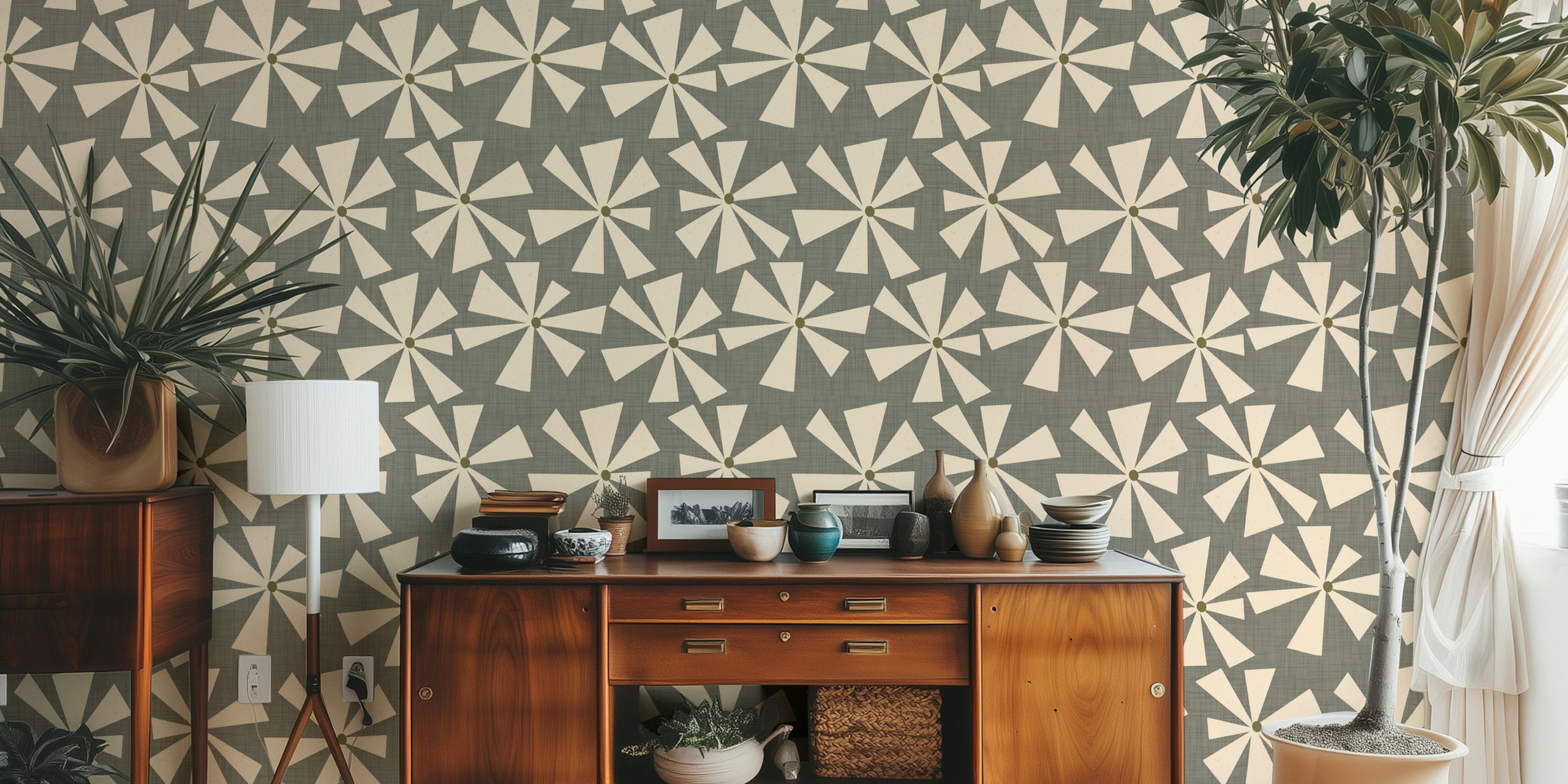 Tapeta Geometric Floral Burst w pomieszczeniu
