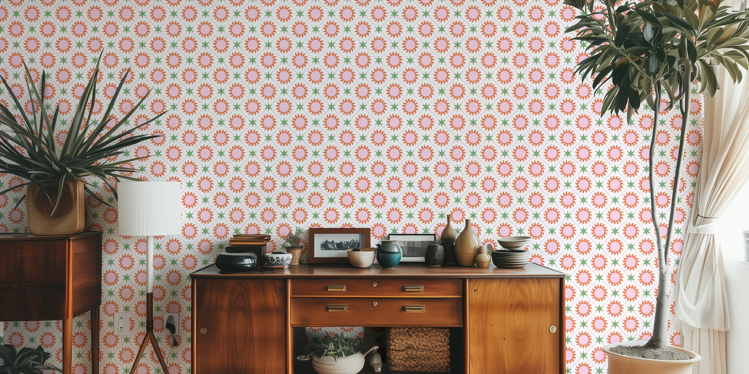 Celestial geometric tapetti huoneessa
