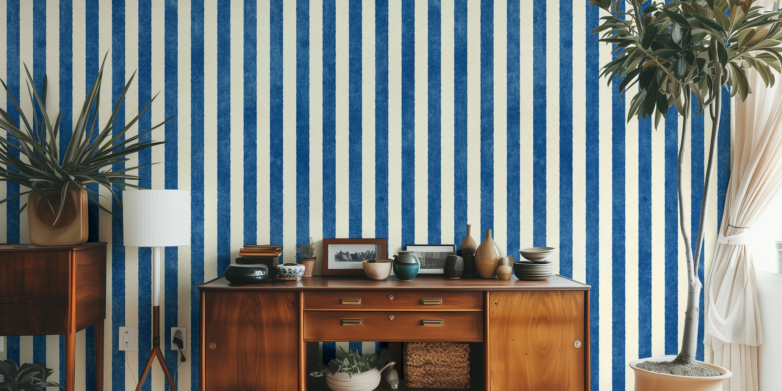 Stripes - 07 - Cobalt papel pintado en una habitación