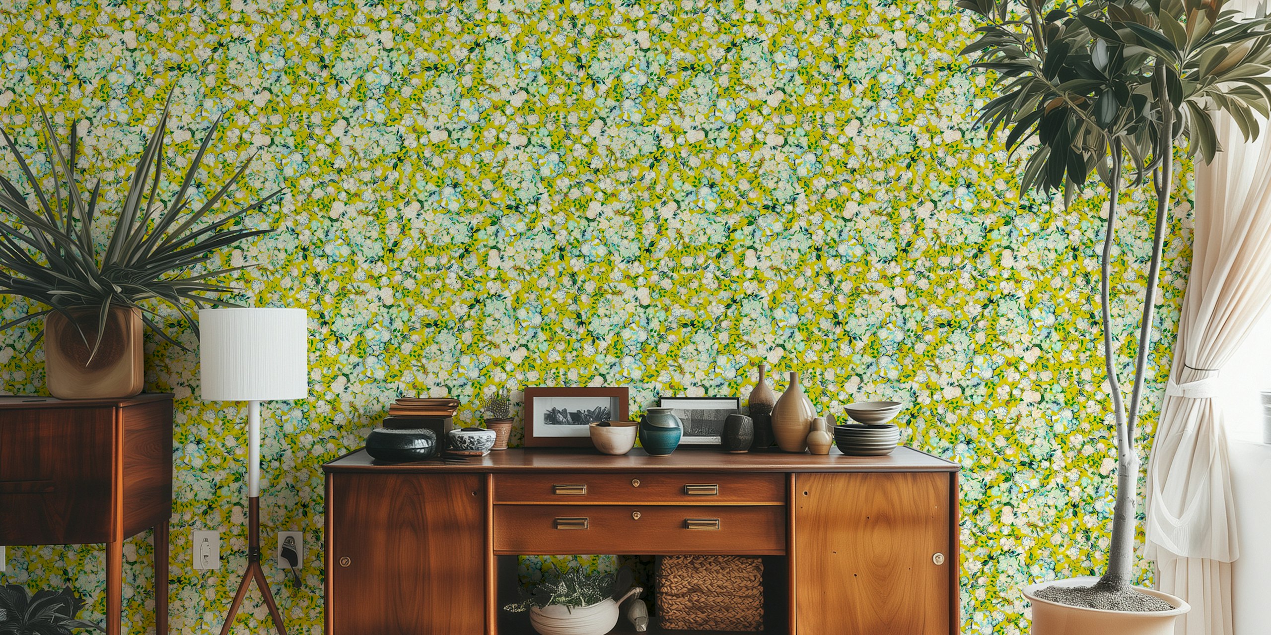 Vincent Van Gogh Roses in Lemon Yellow wallpaper