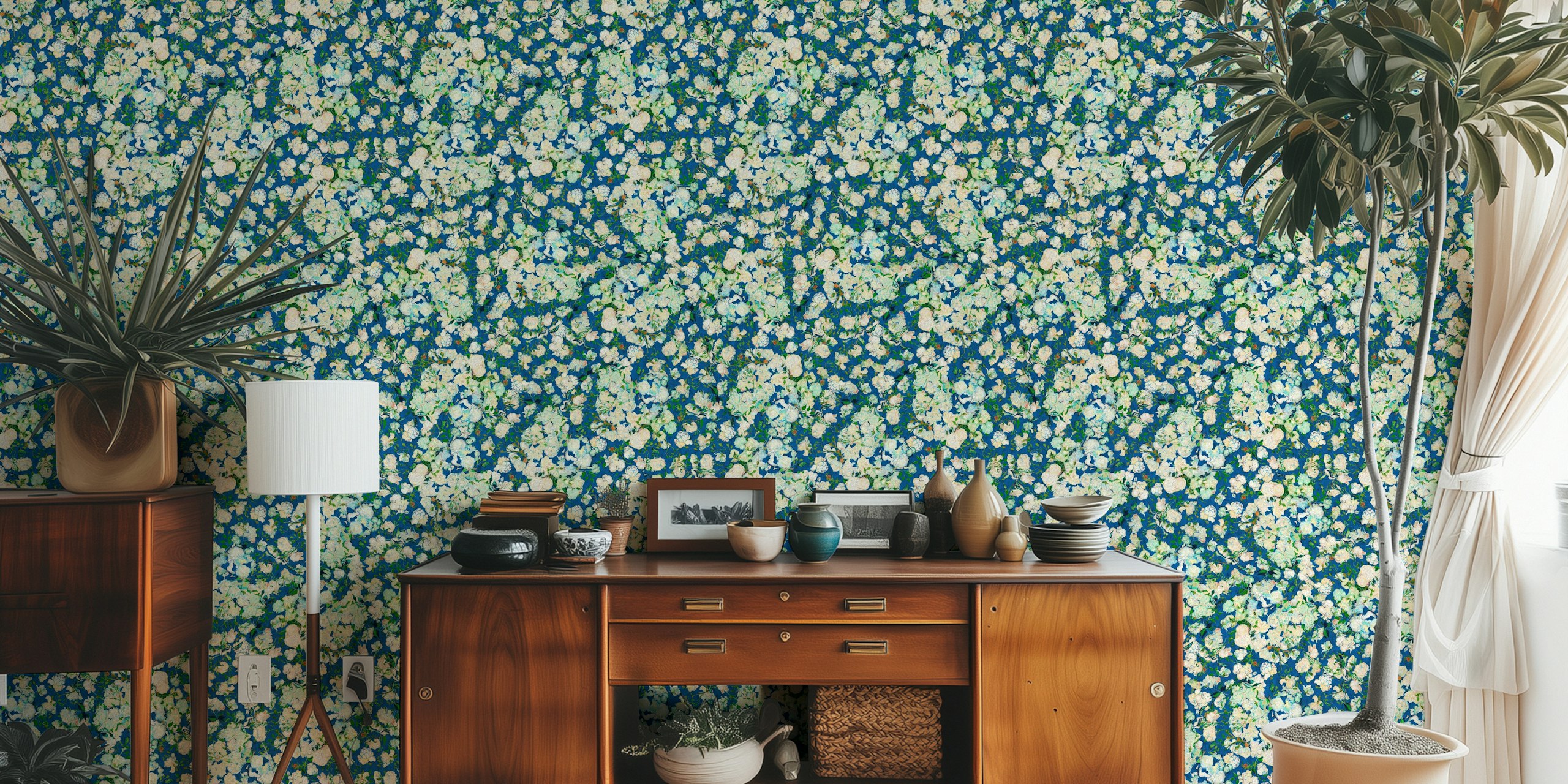 Vincent Van Gogh Roses in Ultramarine Blue wallpaper