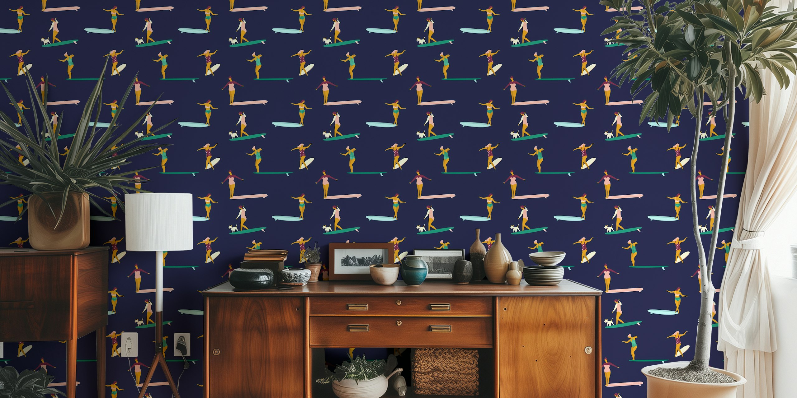 Soul surfers dark blue wzór tapety